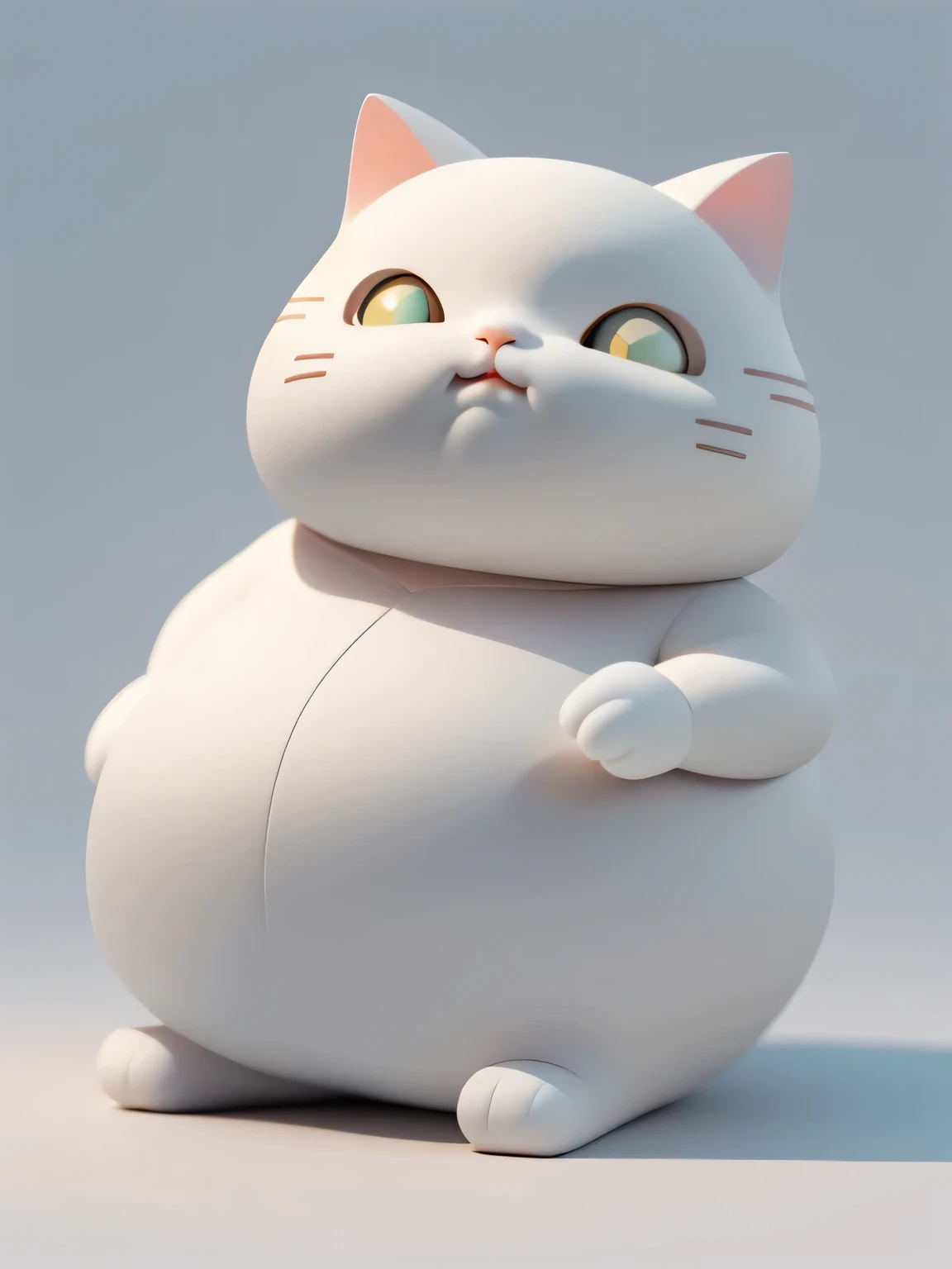 A Fat CAT, sitting position, 4k, tmasterpiece, A high resolution, (extremly intricate) (realisticlying: 1.4), 3D clay rendering, White background, c4d