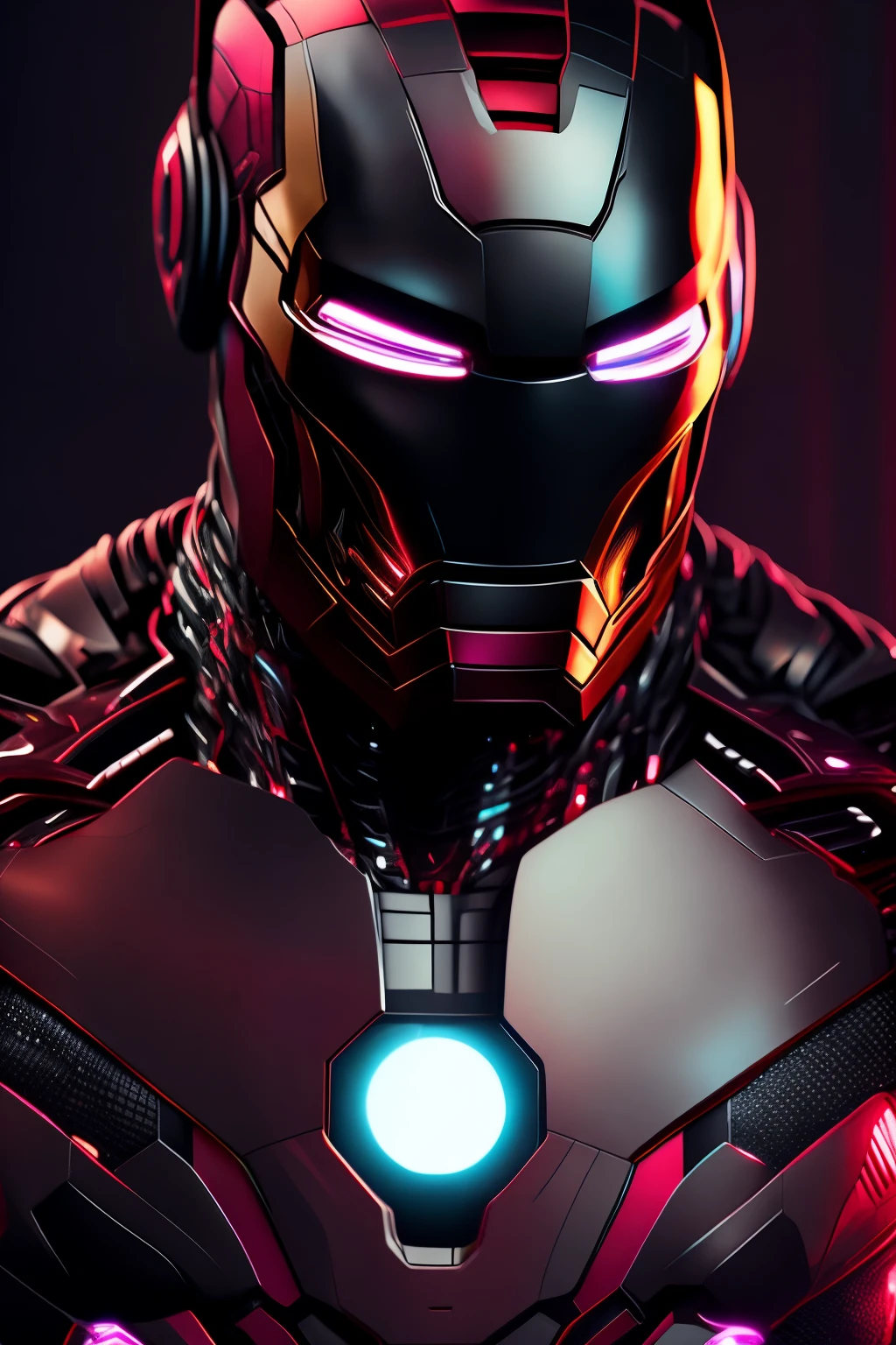 Marvel Ironman Armadura negra, Cyberpunk, 8k