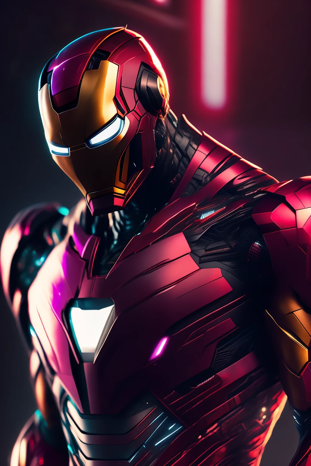 Marvel Ironman Armadura negra, Cyberpunk, 8k