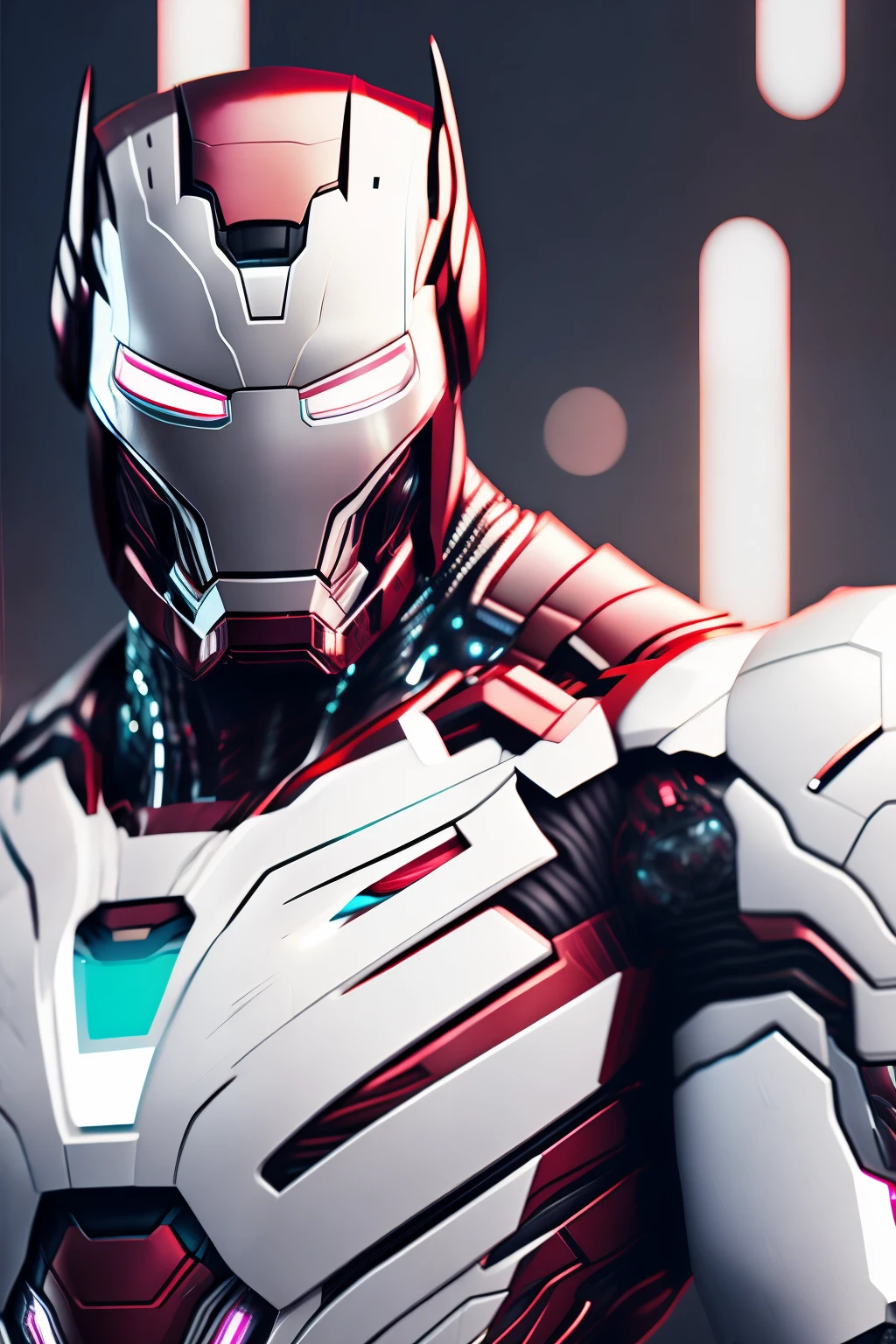 Marvel Ironman White Armadura, Cyberpunk, 8k