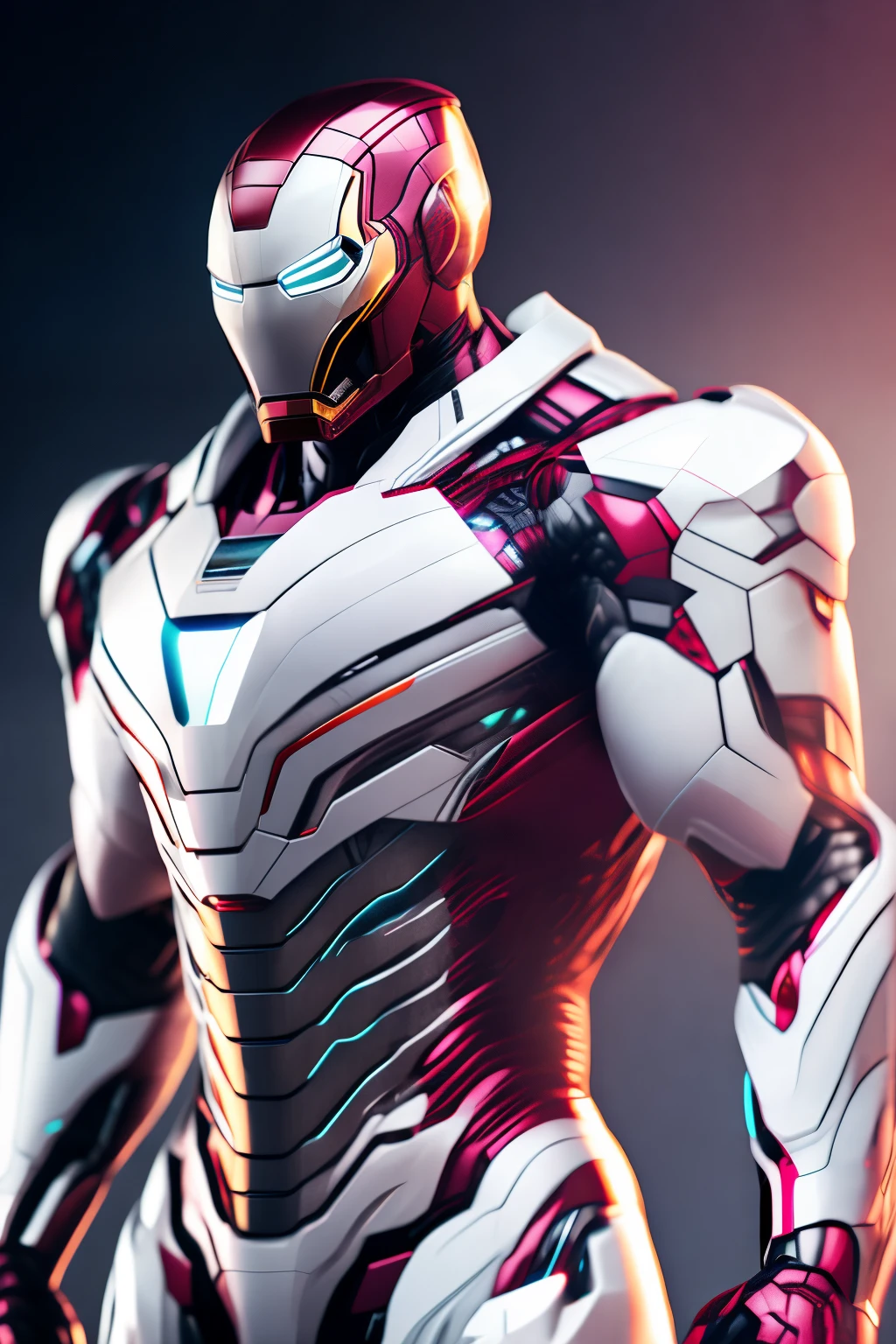 Marvel Ironman White Armadura, Cyberpunk, 8k