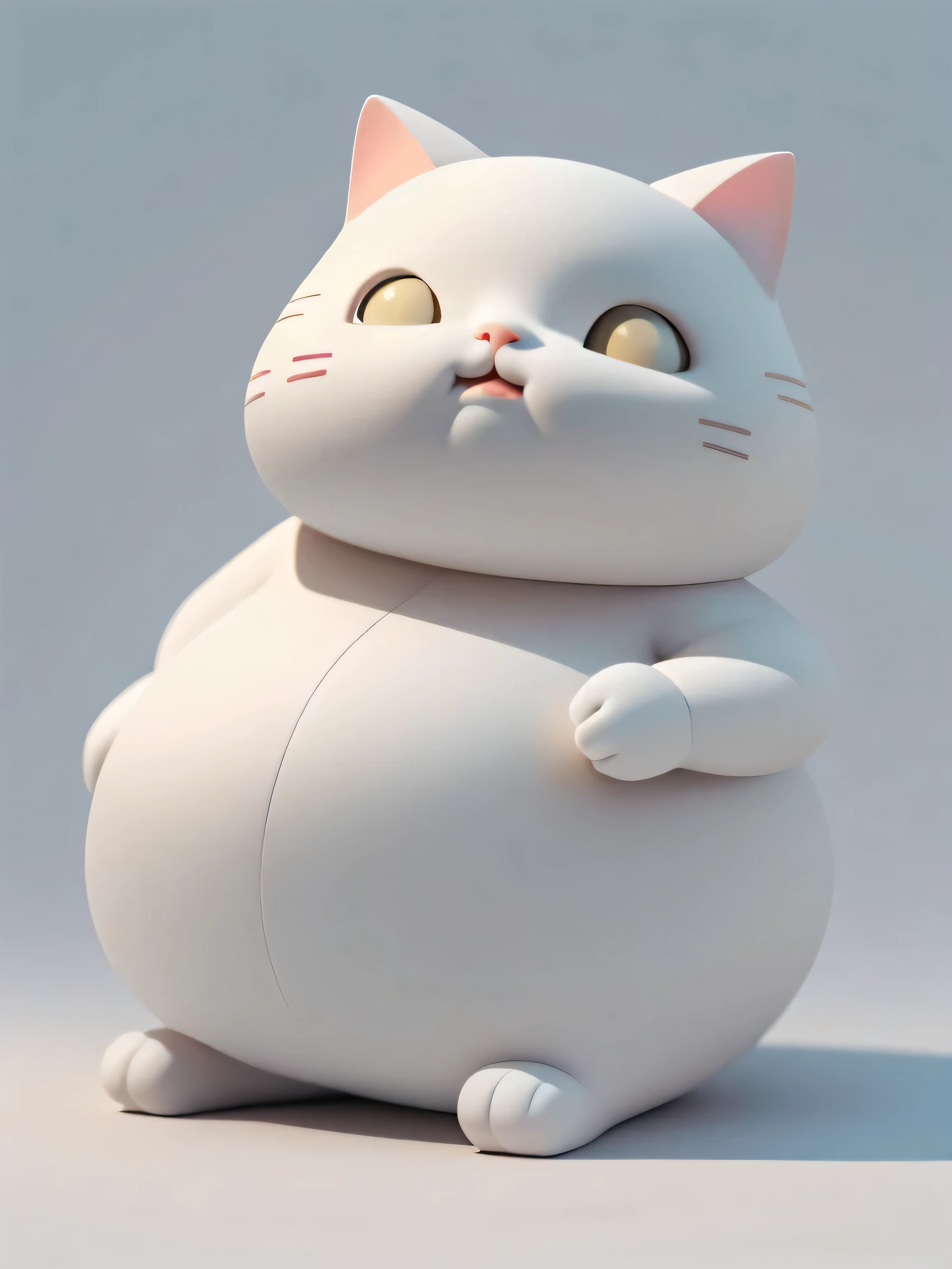 A Fat CAT, sitting position, 4k, tmasterpiece, A high resolution, (extremly intricate) (realisticlying: 1.4), 3D clay rendering, White background, c4d