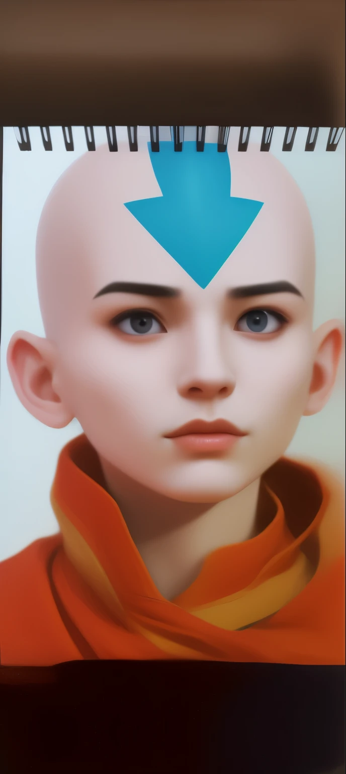 Realistic, perfect skin, no hair, avatar aang, man, simetris eyes, really real, human skin 