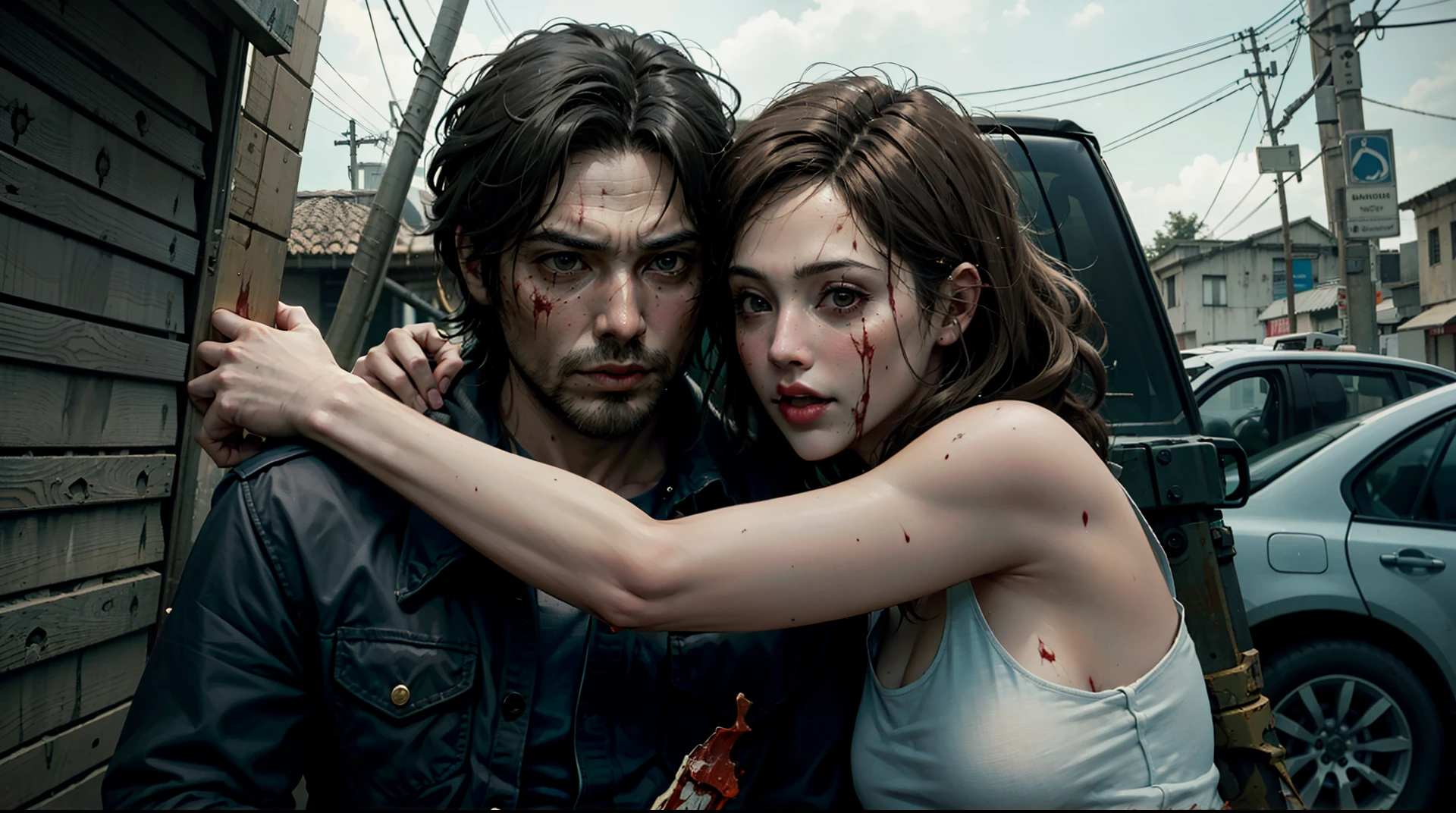 Hermione Granger + the last of us элли game (Hermione as Ellie)naked survives in the forest with Joel kills zombies, intestines, blood, fatigue, hope, rage, anger. post apocalypse. old torn clothes. destruction of city cars, nature has taken over humanity, crafting weapons, items, zombies, tearing off limbs on the face, powdery mushrooms, disputes
