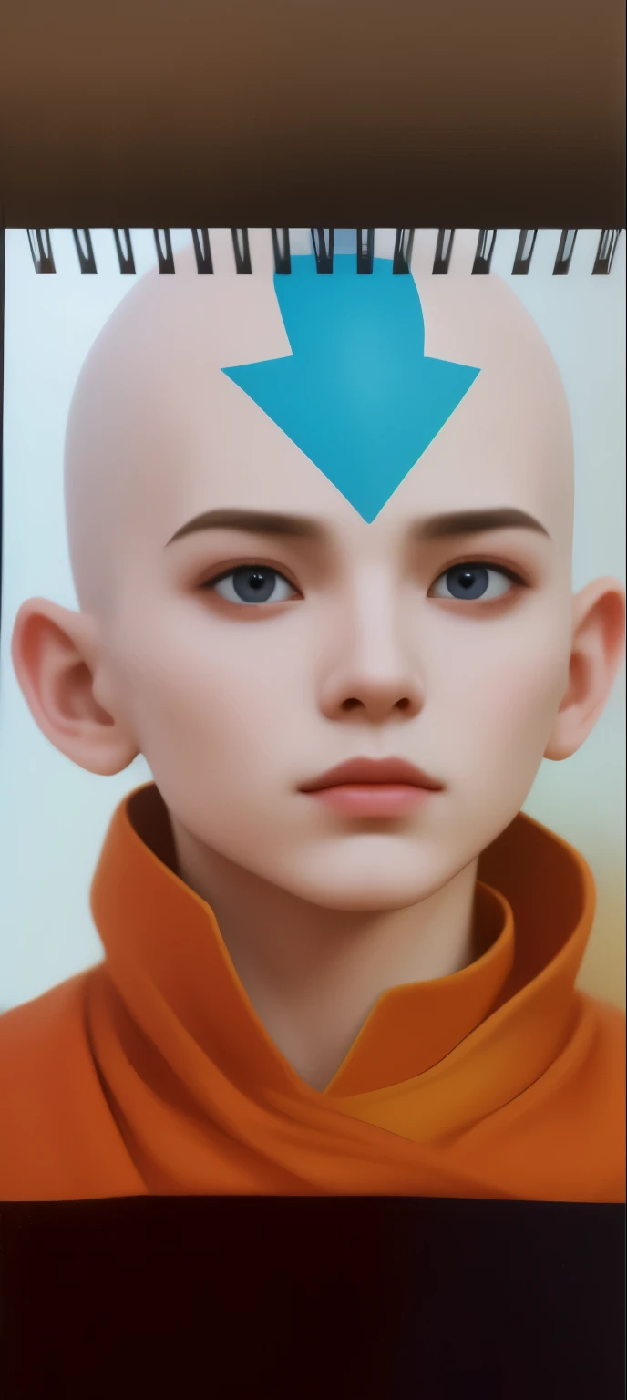 Realistic, perfect skin, no hair, avatar aang, men, simetris eyes, really real, smooth skin