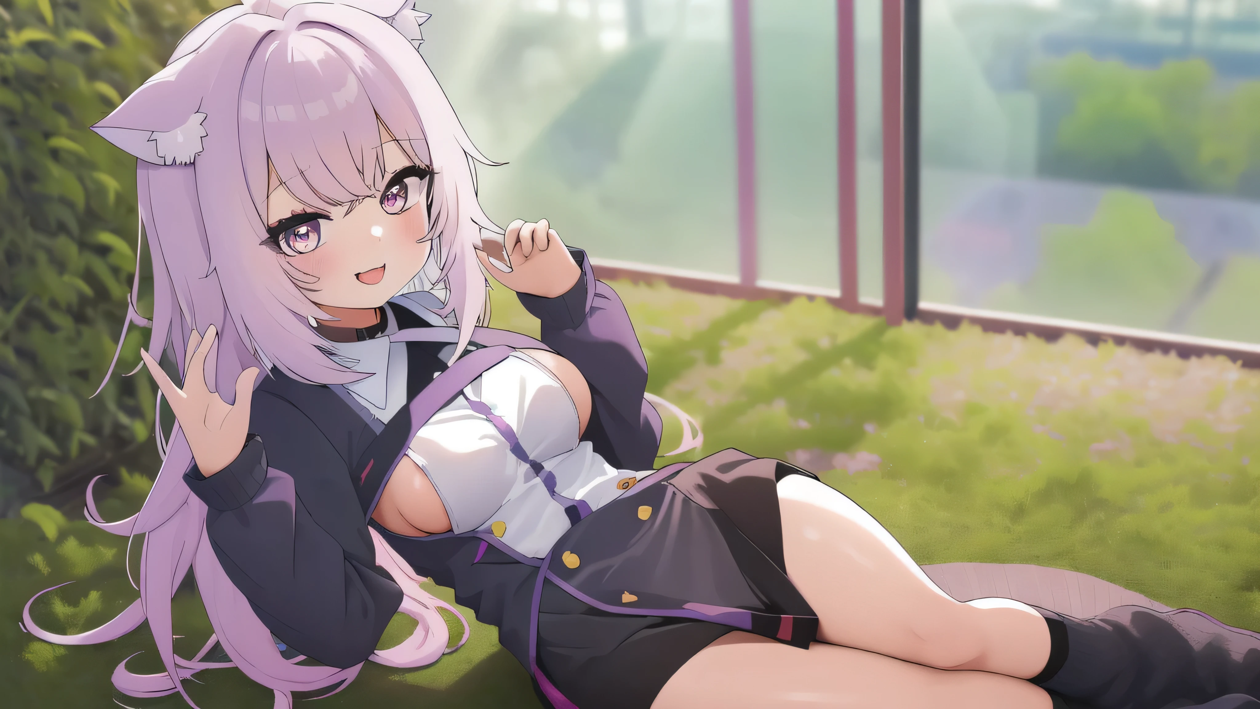 an adorable anime neko with vibrant pink hair that falls in soft waves around her face. Seus olhos grandes e expressivos brilham com uma tonalidade suave de azul, Conveying sweetness and curiosity. Ela tem orelhas de gato fofas que se destacam entre os fios de cabelo rosa.
Neko wears a light pink knitted sweater, accessorized with a white pleated skirt and knee-high socks with lace details. She is holding a bouquet of colorful flowers in one hand and a cup of hot tea in the other, enquanto um sorriso doce adorna seu rosto.
Ao redor dela, There is a quiet and serene environment, com uma paisagem de fundo que sugere um jardim florido em uma tarde ensolarada. Sun rays filter through tree leaves, creating soft shadow patterns on the floor.
This neko anime conveys a sense of peace and contentment, apreciando o momento e a beleza da natureza ao seu redor.