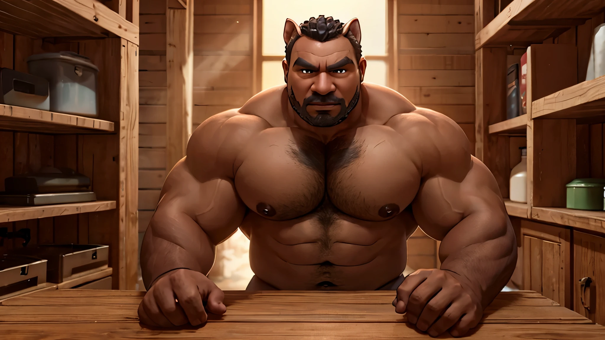 Rustic dark-skinned strong man 