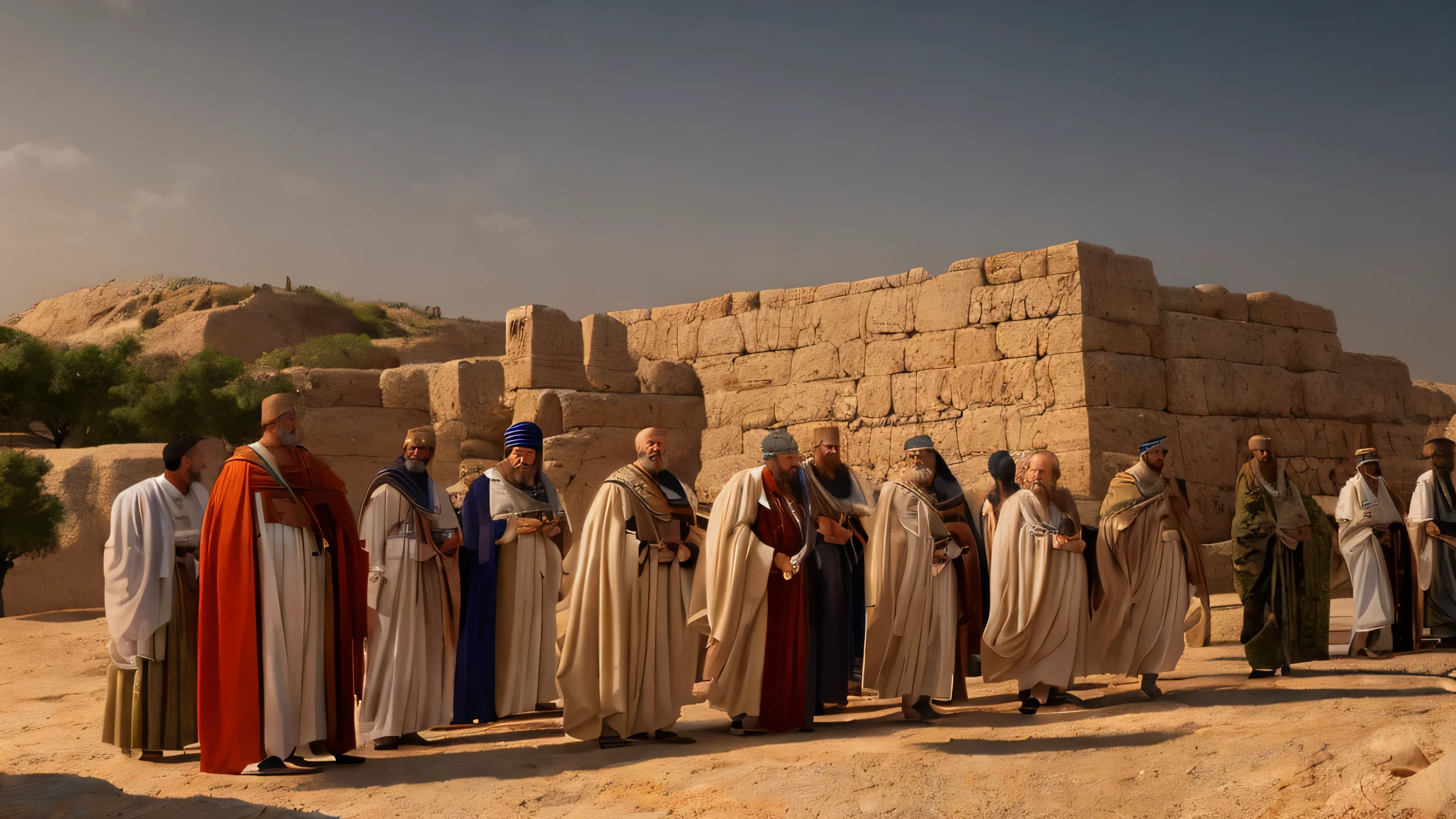 (((ancient israel)))、(((1st century)))、(((Religious Leaders)))、In 8K、Live shooting、highest quality、masterpiece:1.5、Ultra lightweight and high resolution、photogenuineistic:1.5、cinematic light、soft volume lighting:1.5、genuine、photogenuineistic:1、be familiar withな皮膚、professional lighting、photograph、sharp focus、be familiar with、professional lighting、photon mapping、be familiar withで複雑な環境、非常にbe familiar with、highest quality、美術的なphotograph、photogenuineisticなコンセプトアート、Cinematic perfect light with soft natural volume、The middle of a journey、be familiar withな手、