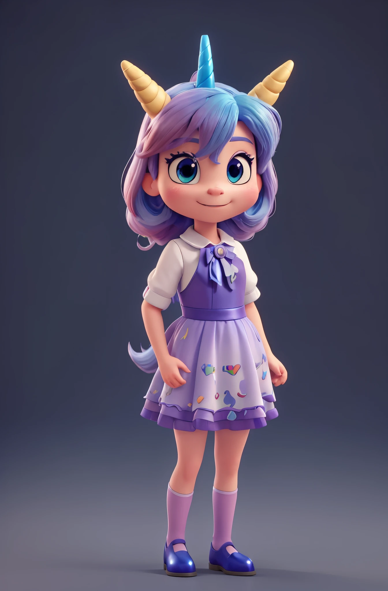 cartoon unicorn with blue hair and a black horn, (((Wearing a formal dress))) unicorn, white unicorn, unicorn from the tusk movie, blue unicorn, a unicorn, 3 d cavalo pet shop, unicorns, unicorn horn, bonitinho digital art, bonitinho 3 d render, bonitinho cartoon character, Chibi, bonitinho character, personagem toonix, anthropomorphic mare, my little Pony, bonitinho (((movimento)))