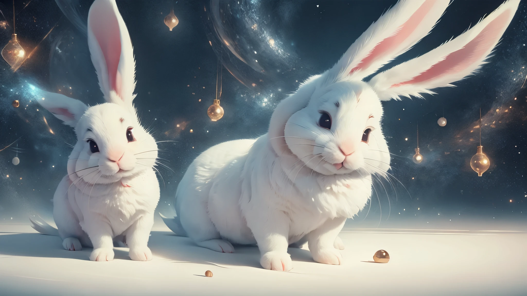 Illustrate the following quote: Vamos resumir: A white rabbit is taken out of a top hat. E porque se trata de
um coelho muito grande, This trick takes billions of years to happen.. All children
They are born right at the tip of the rabbit's fine hairs. That's why they can be enchanted by the
impossibility of the magic number they watch. But as they get older, they will
crawling deeper and deeper into the rabbit's coat. And they stay there. Downstairs is
so comfortable that they no longer dare to climb to the tip of fine hair, up there. Only the
Philosophers have the audacity to embark on this journey towards the limits of language and existence.
Some of them can't finish it, mas outros agarram-se firmemente ao cabelo do coelho, and
They yell at the people down there, no conforto da pelagem, enchendo a barriga de
comida e bebida:
"Senhoras e senhores," eles gritam, ", We are floating in space! But none
of the people below are interested in the cry of the philosophers.
- God of Heaven! Que caras mais barulhentos! - dizem.