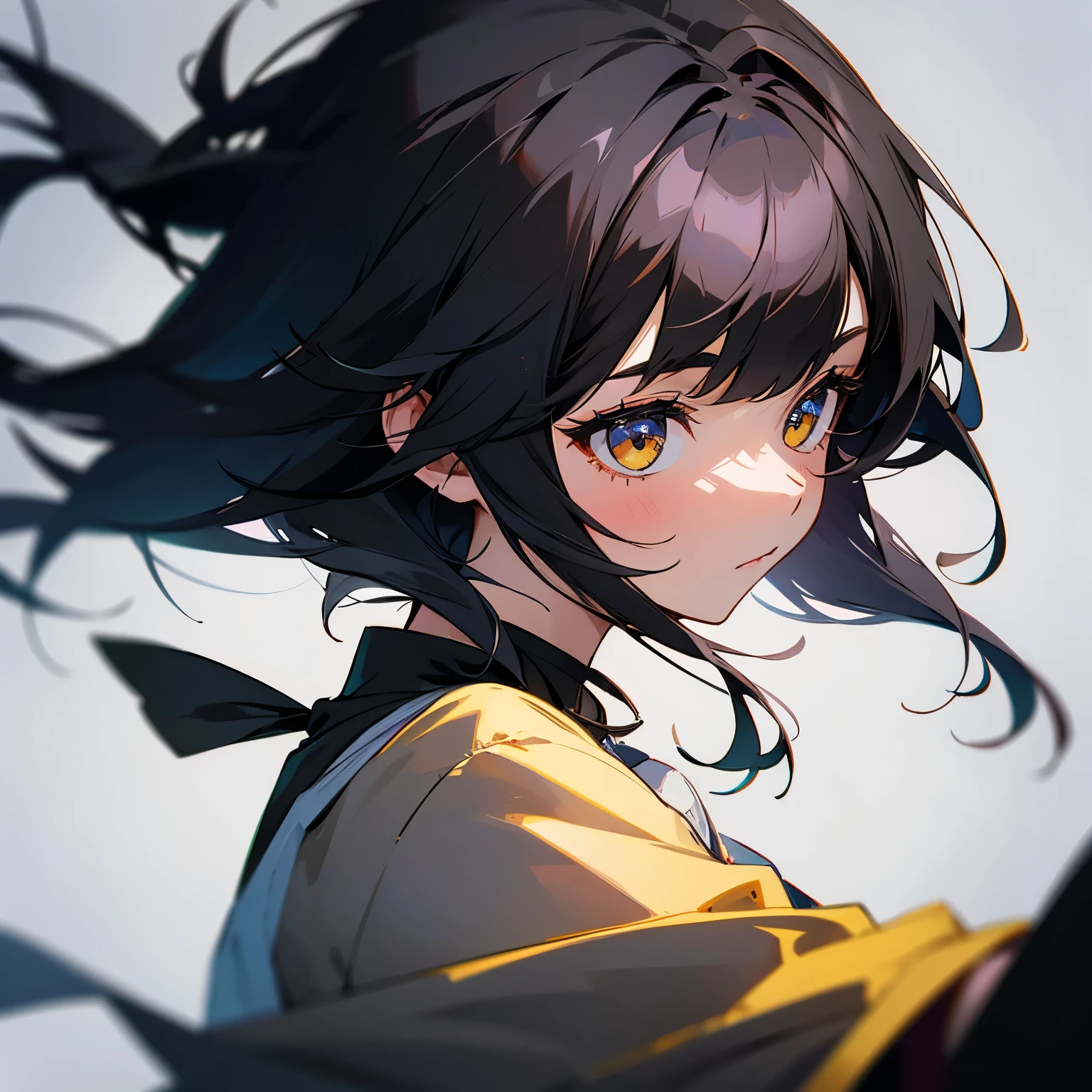 1girl, black hair