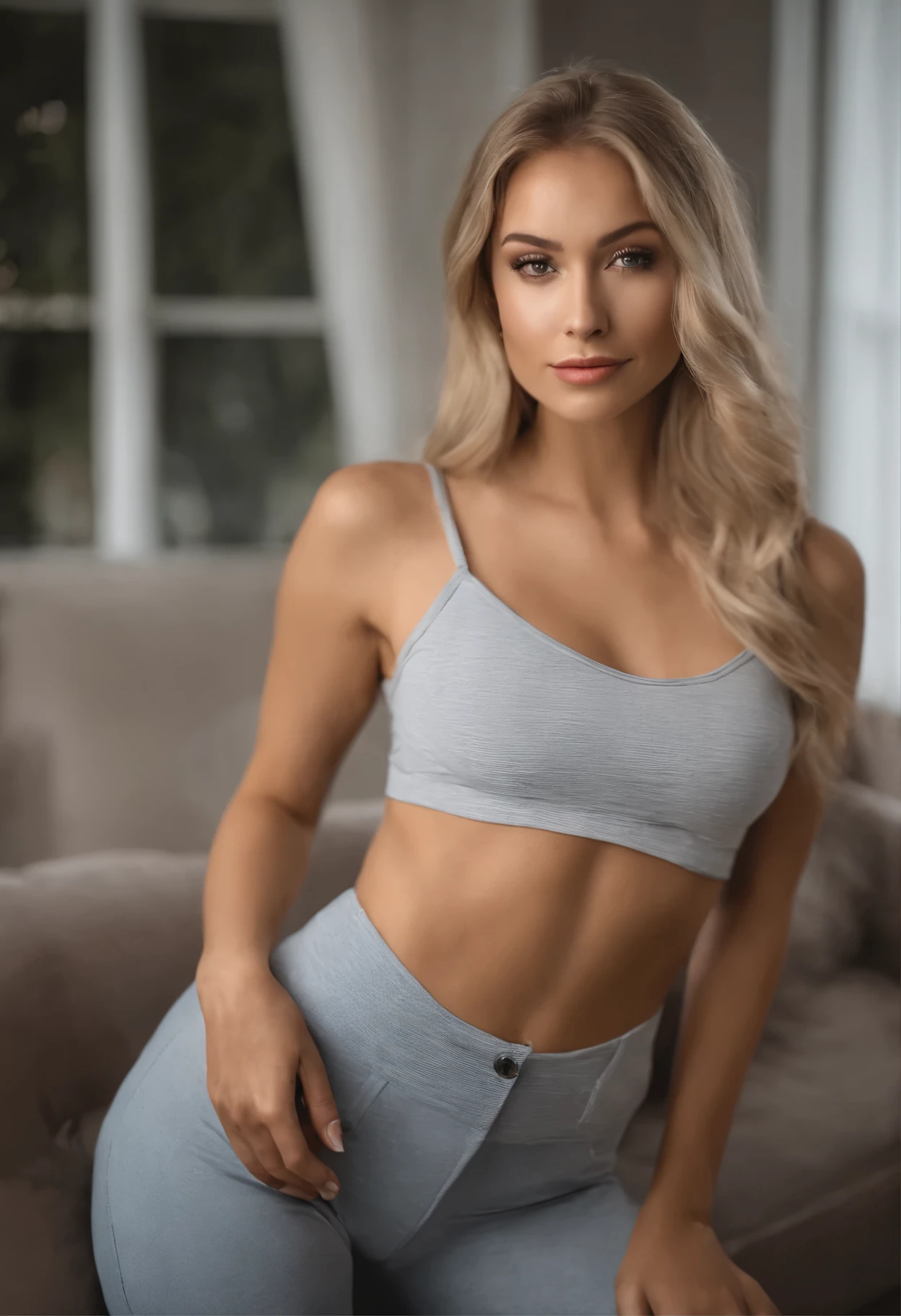 5 women with matching tank top and panties standing in studio, portrait sophie mudd, Portrait de Corinna Kopf, blonde hair and large eyes, Selfie einer jungen Frau, ohne Make-up, Natural makeup, Blick direkt in die Kamera, Gesicht mit Artgram, dezentes Make-up, Great full body photo, im Zimmer, big , Blond, Latein