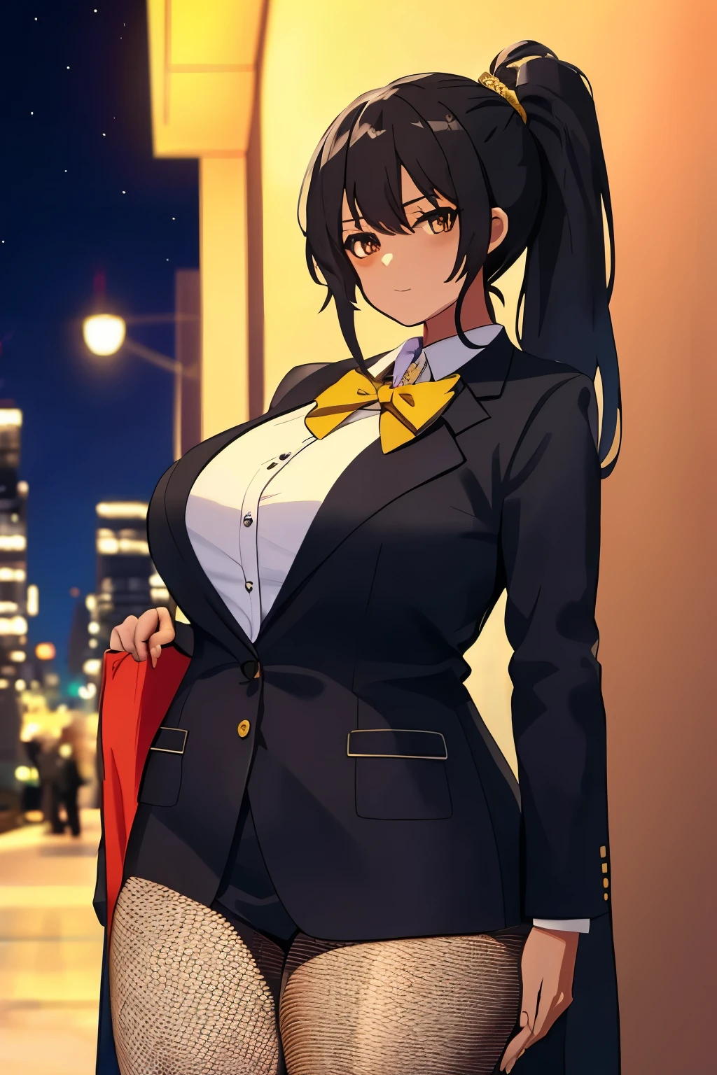 anime girl in a suit and bow tie posing for a picture, hanayamata, anime moe art style, wearing a strict suit, in a strict suit, nagatoro, black, wearing a strict business suit, dressed properly, black moody scene, girl in a suit, Kantai Collection Style, girl in a suit, yandere. expensive