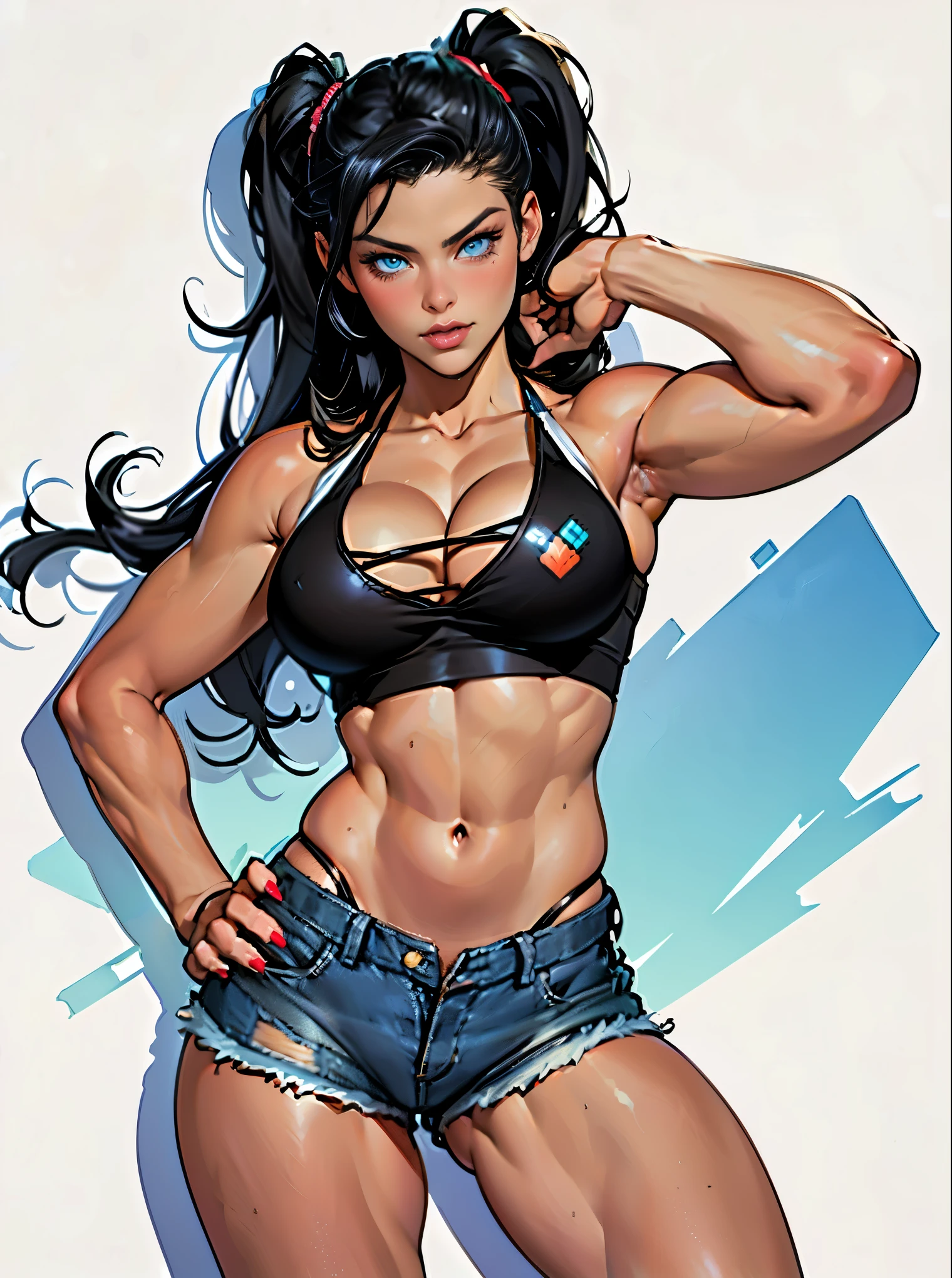 (high quality, best rendering), (beautiful female Blue Eyes, seductive stare in 32k best quality