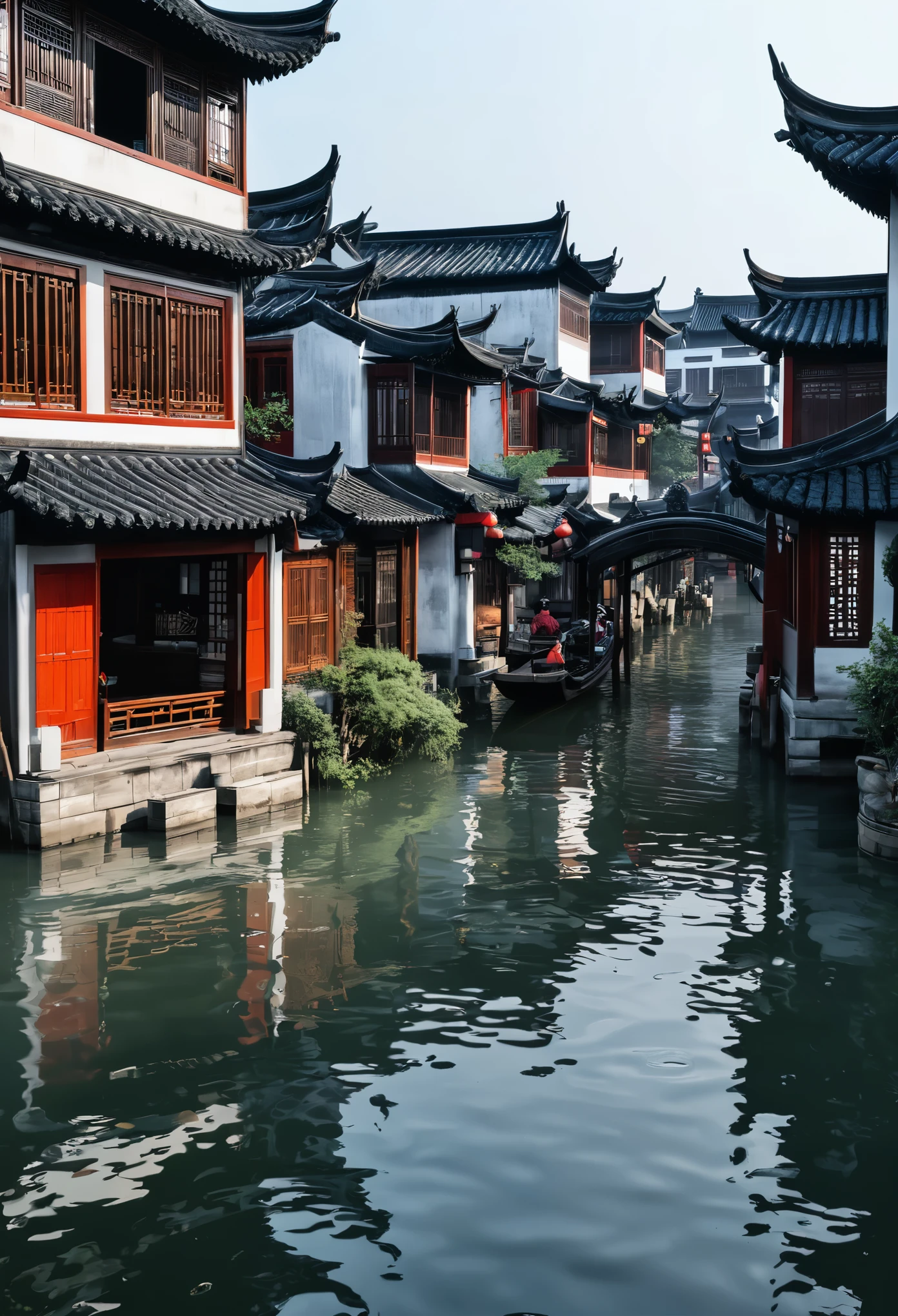 吴冠中ink画,ink,ink,Jiangnan water town,8k,Super fine,Super realistic,masterpiece,masterpiece,best quality