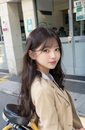 (8k, raw photo, best quality, masterpiece:1.2), (realistic, photo realistic:1.37),perfect anatomy,
Japanese woman,black hair,27 years old,
(slender),
(small breasts),
nsfw,(pubic hair:1.5),laughing, (riding bicycle:1.2), hair over one eye, wavy hair, (light yellow business suit, white skirt*1.3),on the street, (thick thighs,macro shot), low angle shot, from front
