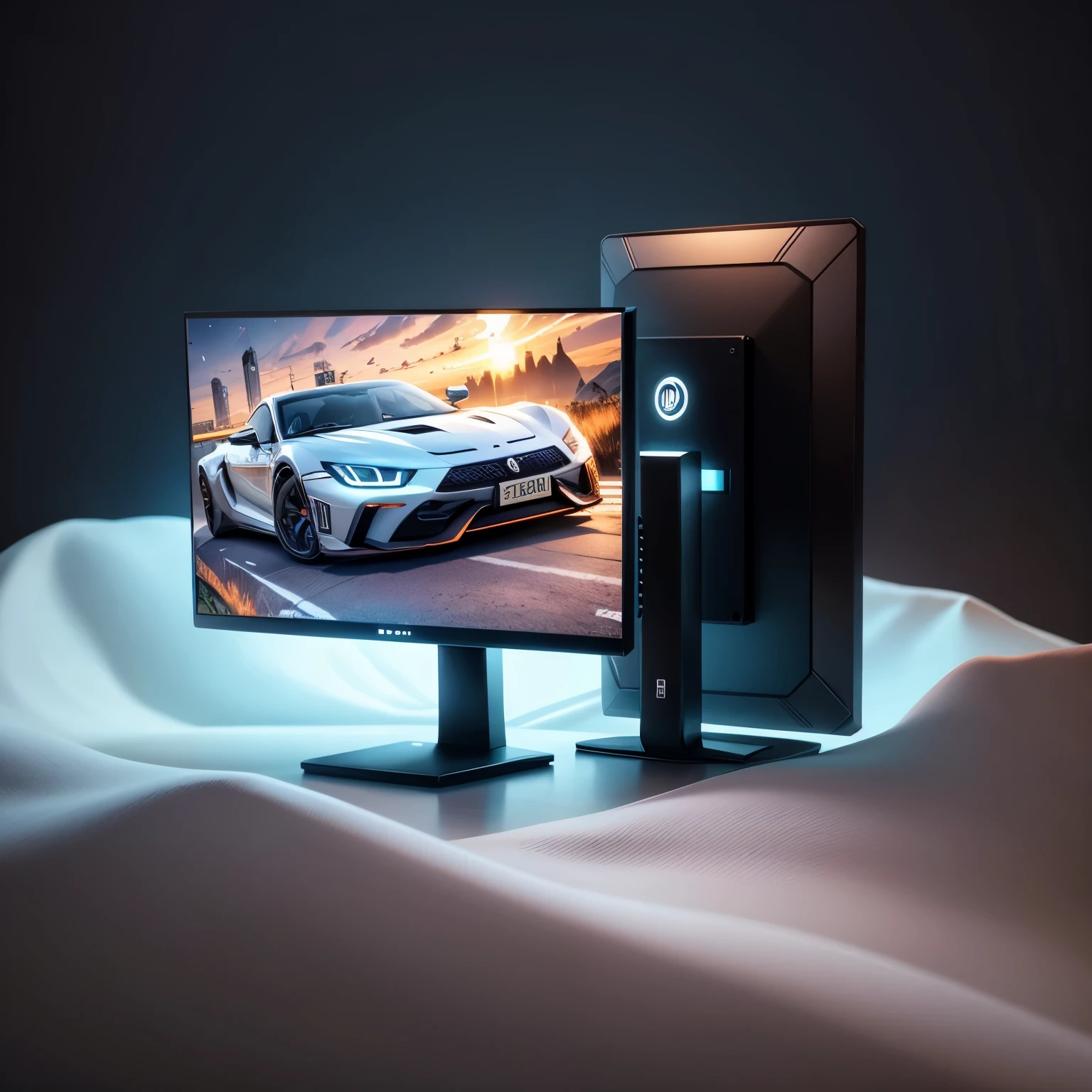 there is a computer monitor and a monitor screen on a desk, 4 k product photo, 3 d product render, product render, 8k computer render, 3d computer render, 4k digital render, crisp 8 k line work, crisp 8 k line art, artistic render, 4k product shot, 4k render, 4 k render