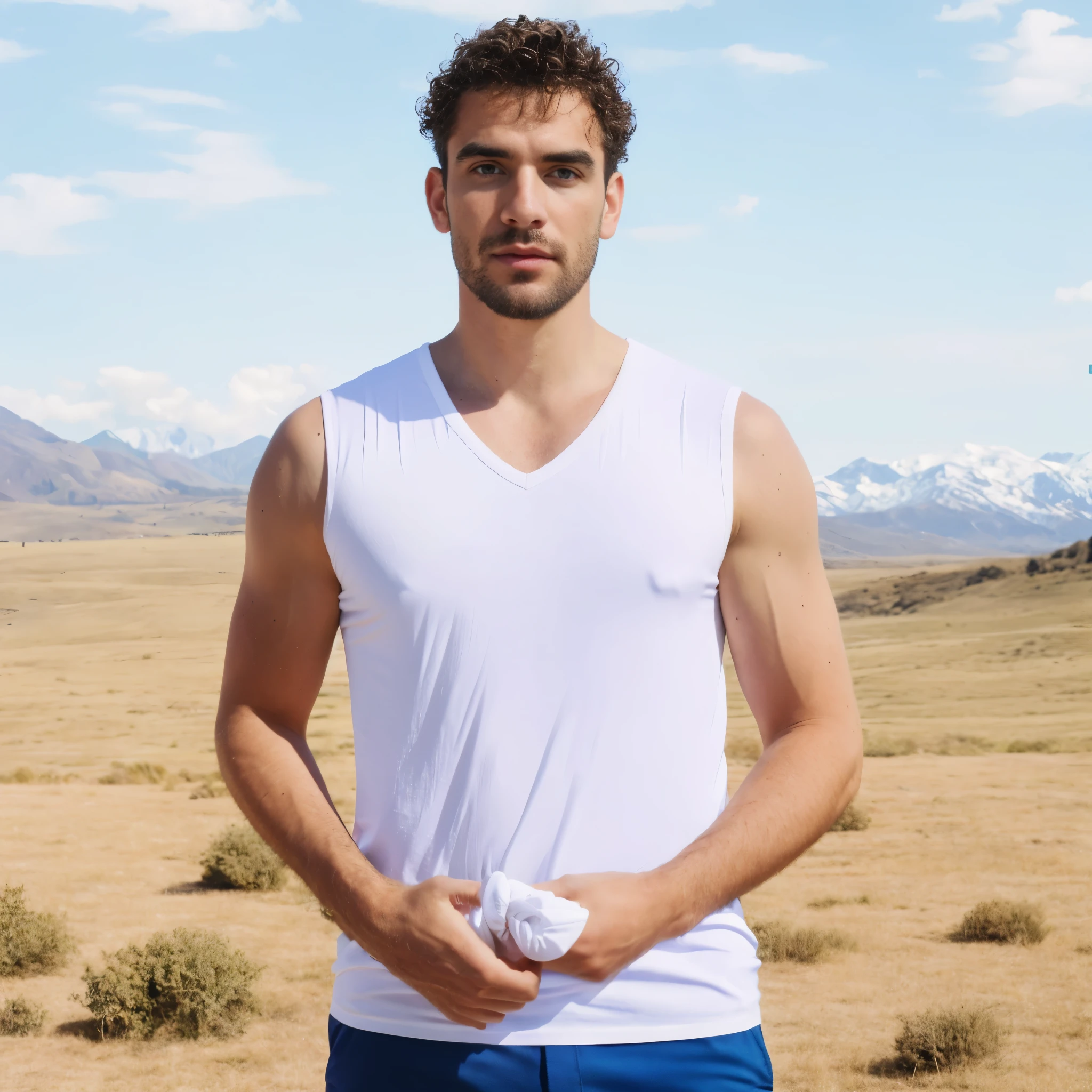 Dreamscape, mature male, AS-MidAged, navel, stubble, <lora:Shirt_Lifters:0.6> shirt lift, sweatpants, henley shirt, on a steppe
, Surreal, ethereal, dreamy, mysterious, fantasy, highly detailed