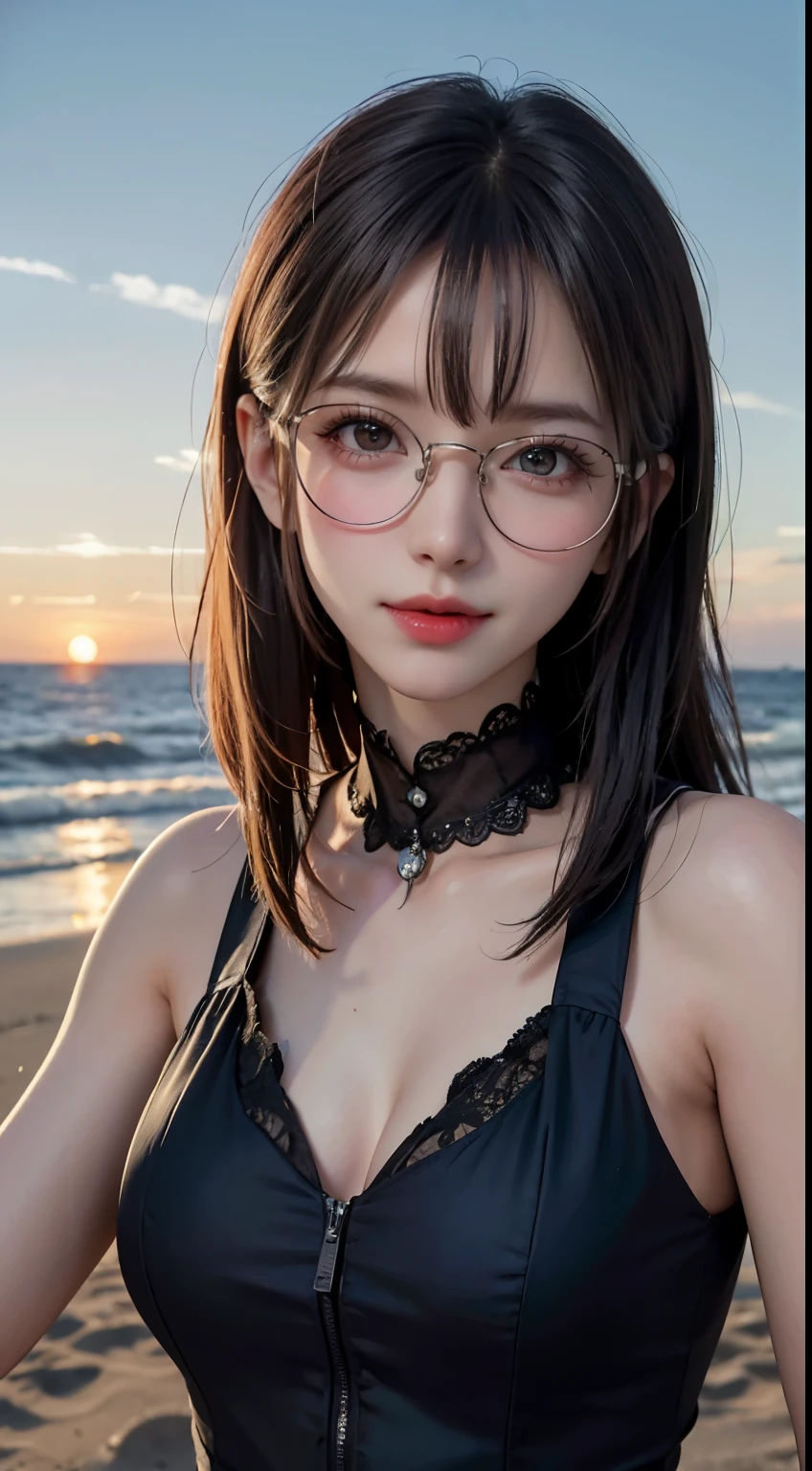 Seoldef, black hair, black eyes, long hair,
blue background, parted lips, bare shoulders, solo, glasses,red bikini, large breasts, breasts, lips, upper body, cleavage, collarbone, red bikini, 1girl, looking at viewer, swimsuit, ponyt
masterpiece, best quality