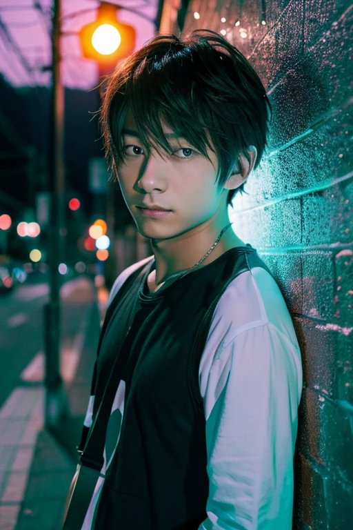 Daisuke Asakura、young man、Japanese、Idol、fresh、Sad、night