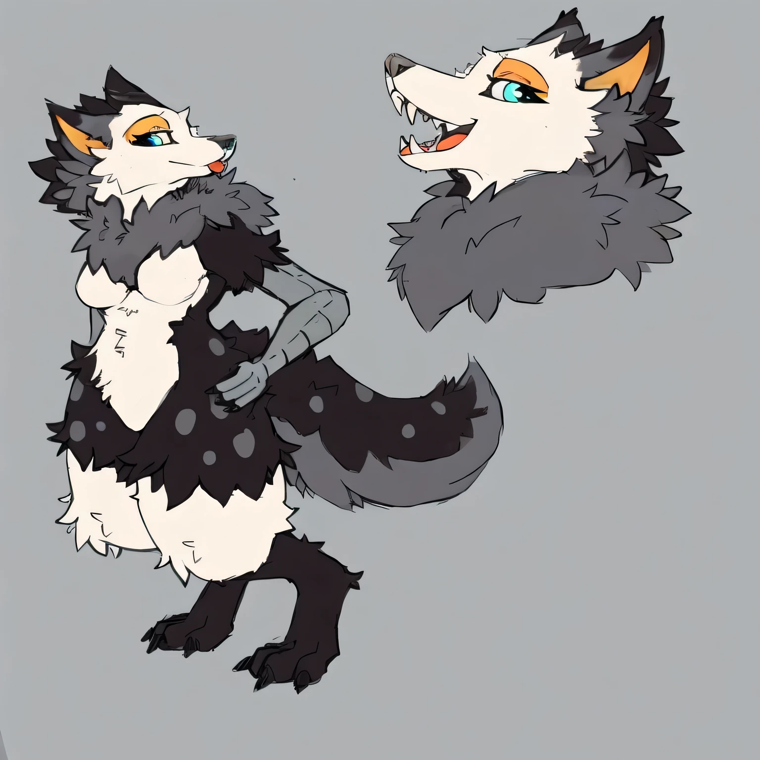 there are two furry animals that are playing with each other, female anthropomorphic wolf, an anthro wolf, wolf fursona, hyena fursona, female fursona, fursona commission, furry character, furry fursona, character adoptable, gorgeous werefox fursona, full body adoptable, fursona furry art commission, detailed full body concept