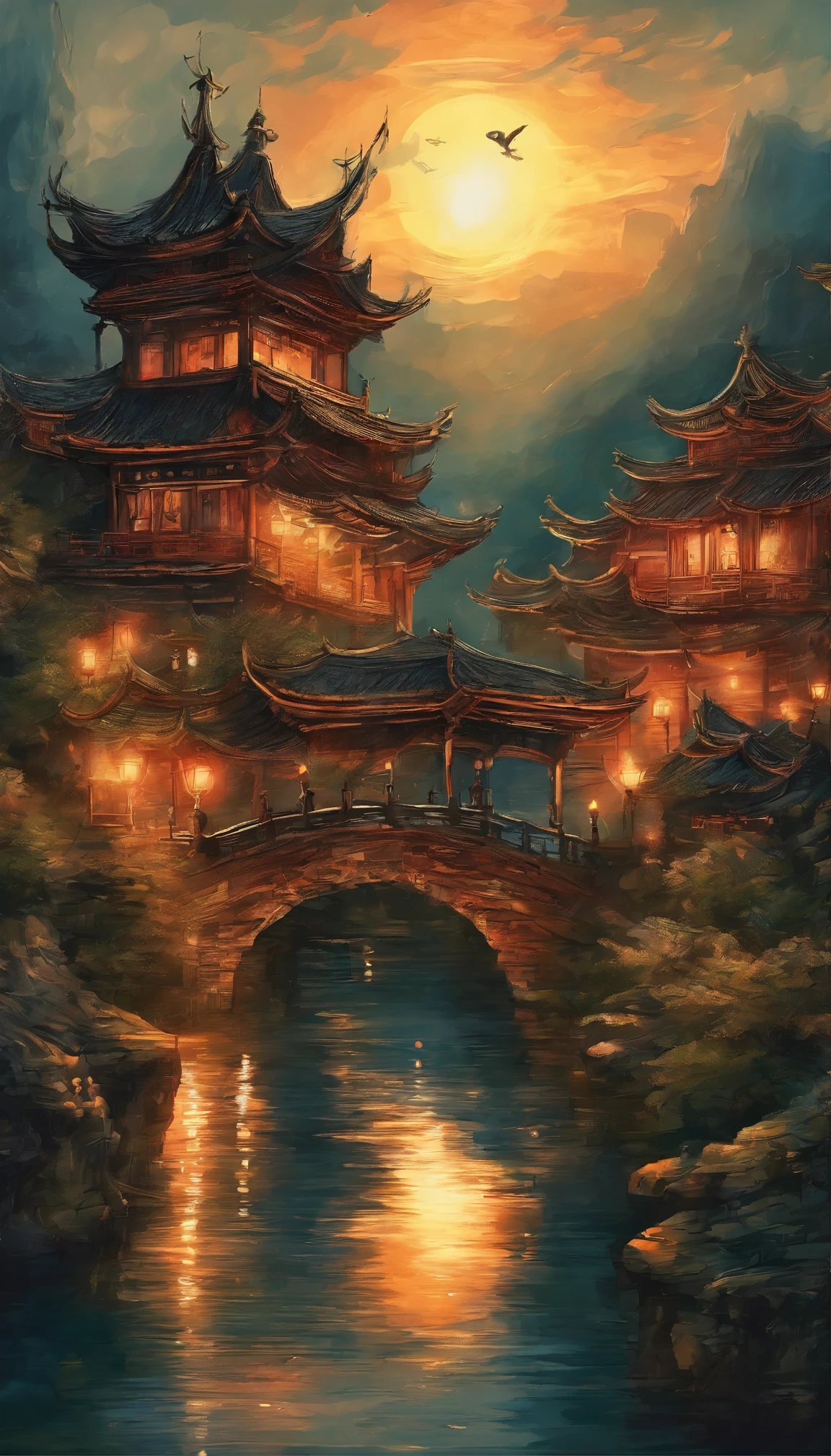 吴冠中ink画，ink，ink，Jiangnan water town，8k，Super fine，Super realistic，masterpiece，masterpiece，best quality