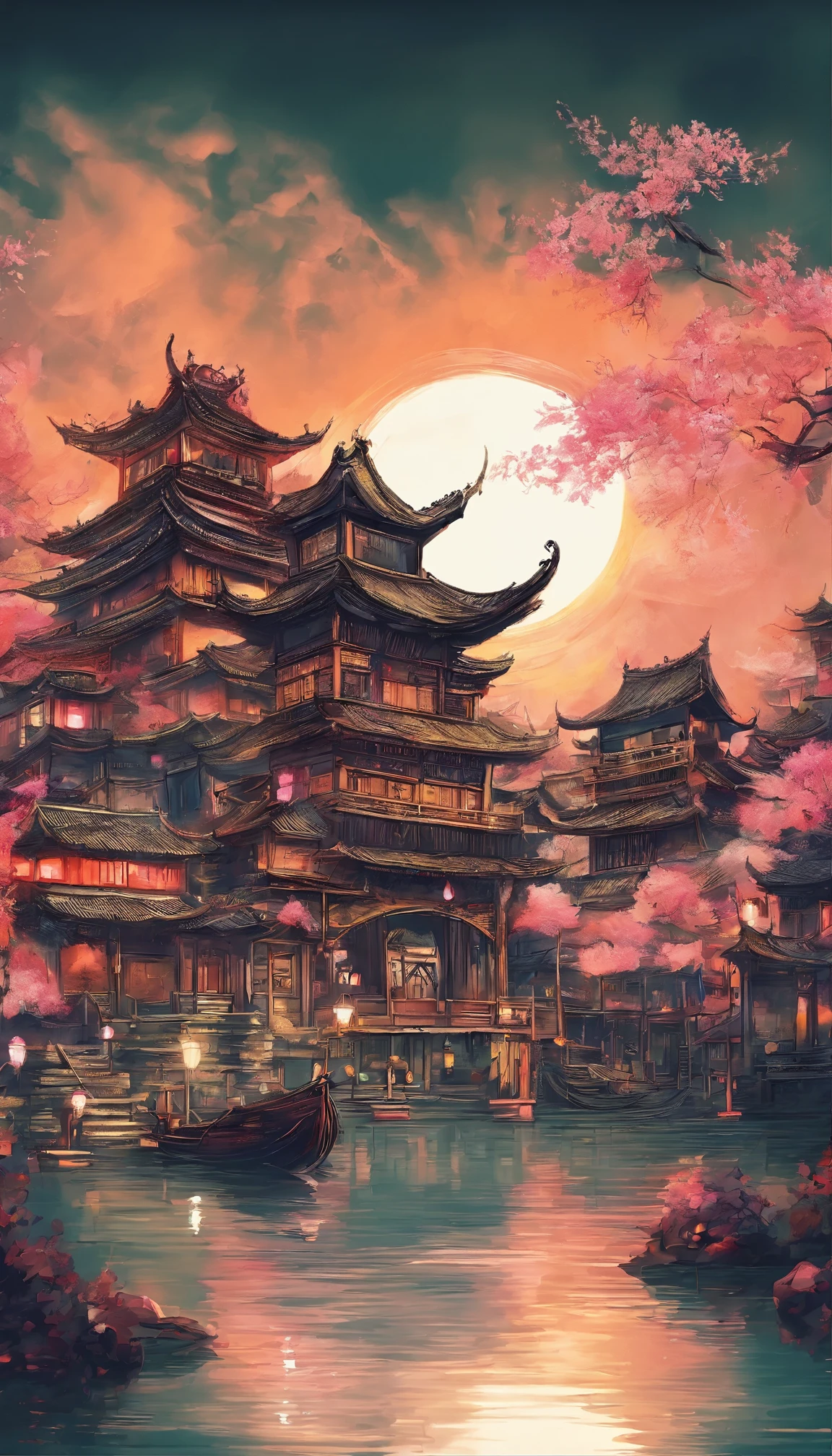吴冠中ink画，ink，ink，Jiangnan water town，8k，Super fine，Super realistic，masterpiece，masterpiece，best quality