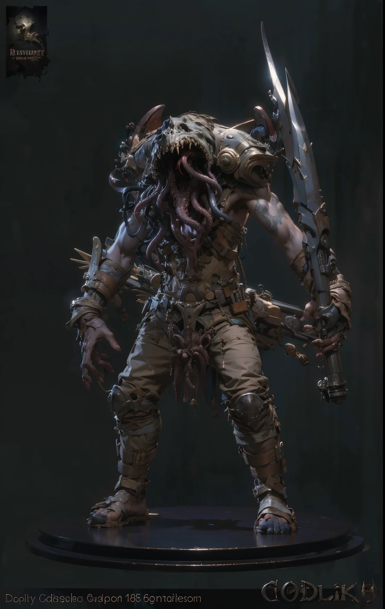 best quality,masterpiece,(:1.5),After the head was chopped off, tentacle-like organs and muscle tissue stretched out,middle earth hunter costume,Cthulhu怪兽,Cthulhu,Only body and trunk without head,Tentacles extend from the body,wriggle,reference《resident Evil》,reference《The Revenant》,reference《Van Helsing》(Amy Saul:0.248),(Stanley Ategg Liu:0.106),(a detailed :0.353),(Renaissance classical style:0.8)