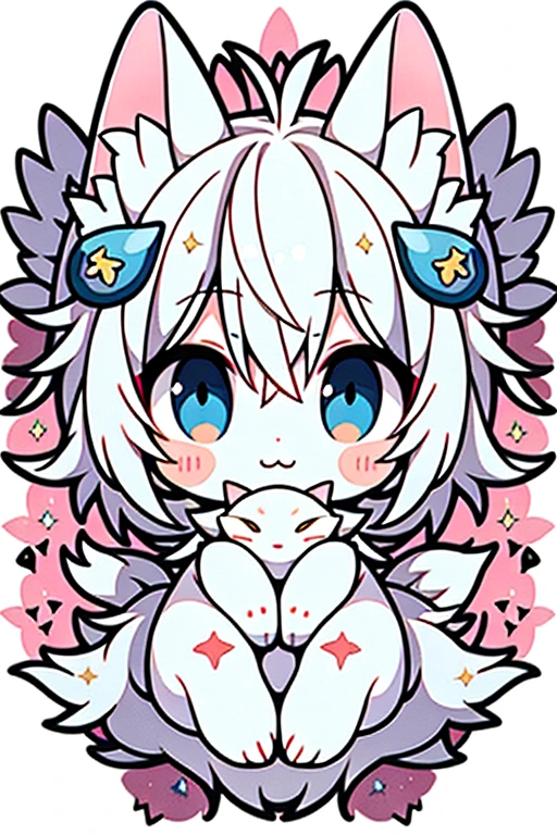 Fox face white eagle wings white tiger body dragon tail