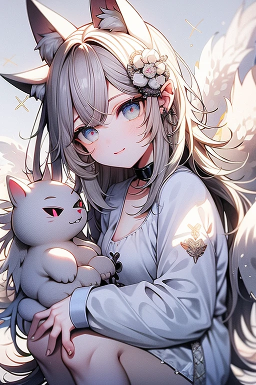 Fox face white eagle wings white tiger body dragon tail