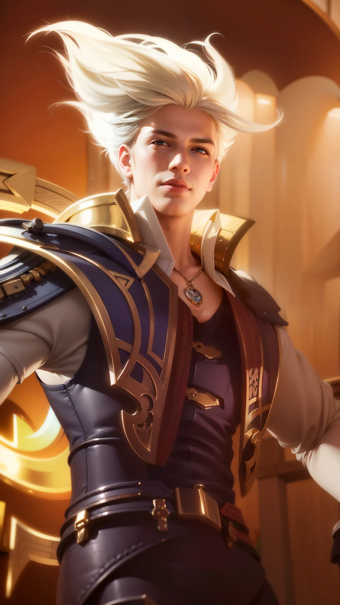 masculine male, masterpiece, ((perfect eyes)) best quality, (semirealism:1.9), beautiful lighting, (extremely detailed CG unity 4k fhd wallpaper), High Detail, Sharp focus, dramatic outdoors, 1 boy ,19 years old, white hair, light purpel eyes, smile.