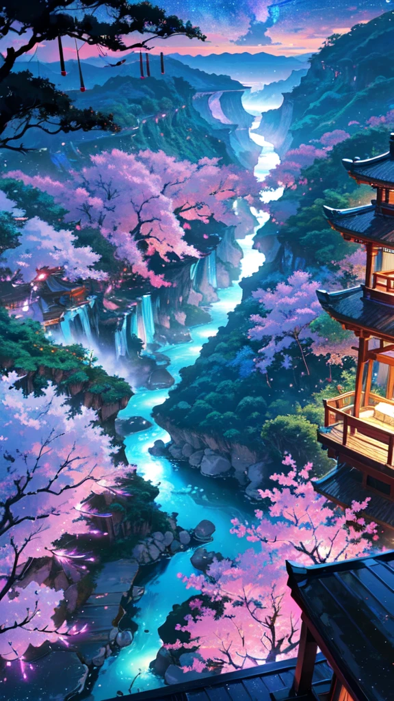 Rizhao incense burner produces purple smoke,Watching the waterfall Kagemae River from a distance。Flying down three thousand feet,It is suspected that the Milky Way has set for nine days。