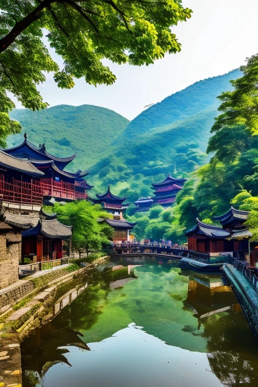 wu guanzhong village by the riverside s