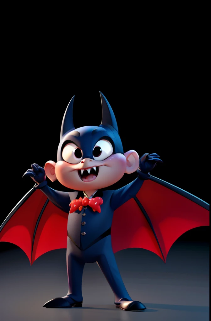 Bat vampires，Disney Pixar style character, full body, full body, white background, Q version, 2d, cute，evil