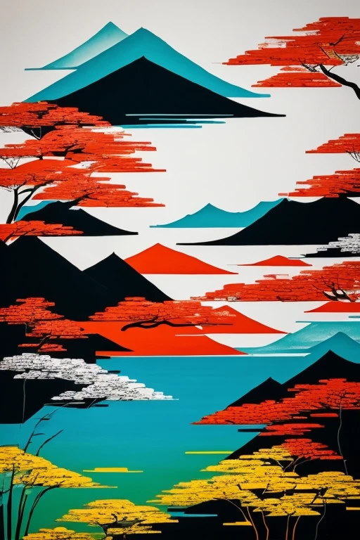 Le style de Wu Guanzhong est une expression artistique qui fusionne les techniques traditionnelles de l'encre chinoise avec les concepts de la peinture occidentale. Il se caractérise par des interprétations modernes de thèmes traditionnels, creating unique visual effects through color and line.
