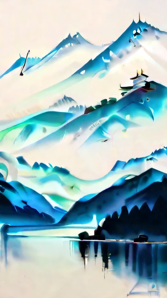Wu Guanzhong, ink painting, vibrant colors, detailed strokes, expressive brushwork, strong contrast, intricate details, elegant composition, atmospheric perspective, nature scenery, mountains and water, traditional Chinese landscape, cultural heritage, artistic finesse, masterful technique, harmonious balance, poetic interpretation, minimalist style, serene tranquility, ink wash, organic flow, rhythmic lines, dynamic movement, sublime beauty, evocative storytelling, captivating emotions, rich cultural symbolism, timeless art, celebrated artist, influential figure, expressive ink, visual poetry.