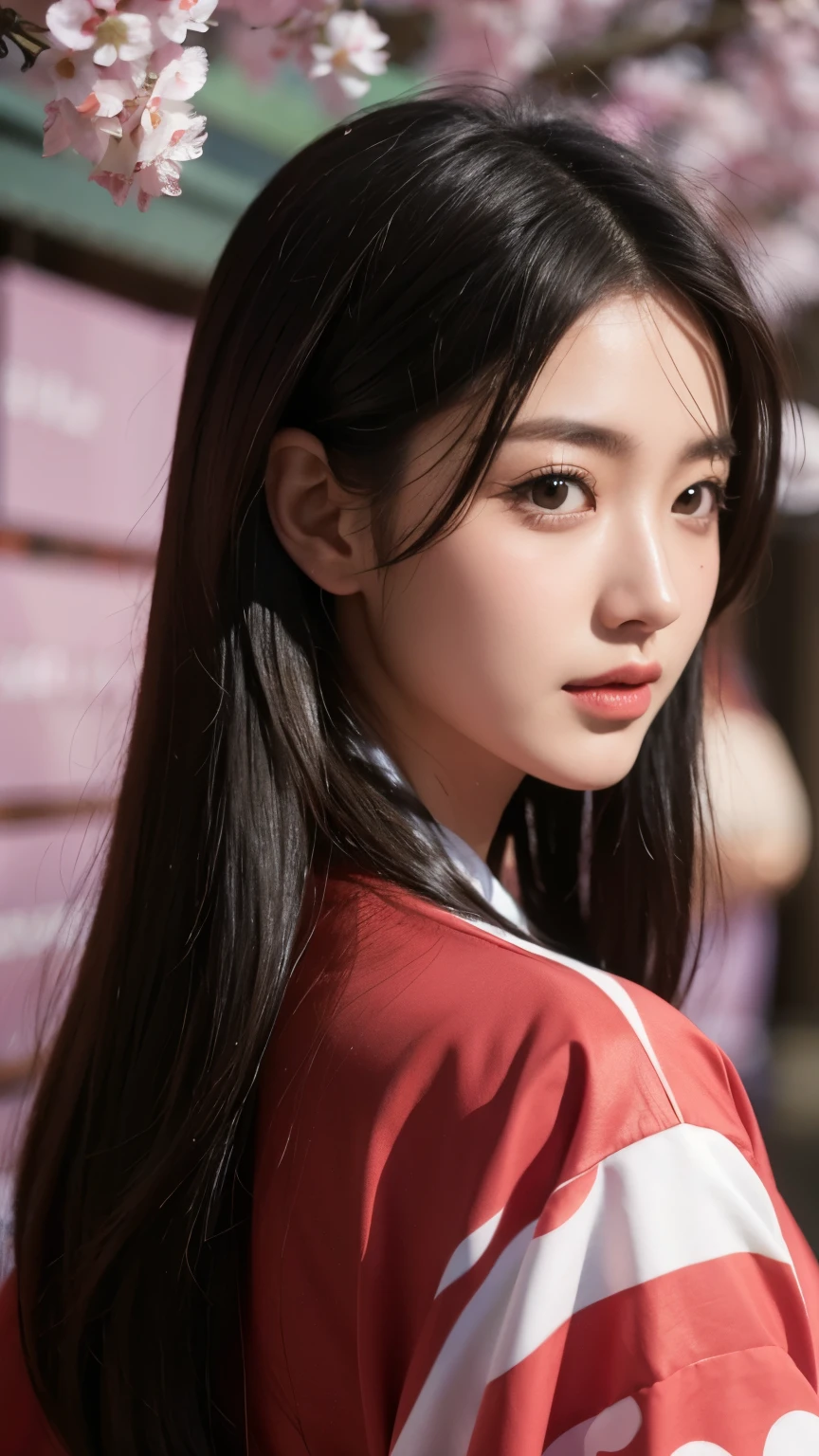 (8k, masterpiece, best quality), ultra-detailed, detailed beautiful round eyes, beautifully detailed face, high quality, high resolution, 1 girl, medium breast, (Devine cloth:1.5), nighttime, night garden background,