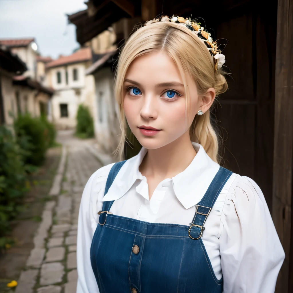 a beautiful [blonde] woman in a victorian dress, close up, perfect face, clear eyes, perfect day, [smiling], 8k, uhd, raw, masterpiece <lora:janoukKelderman:1>