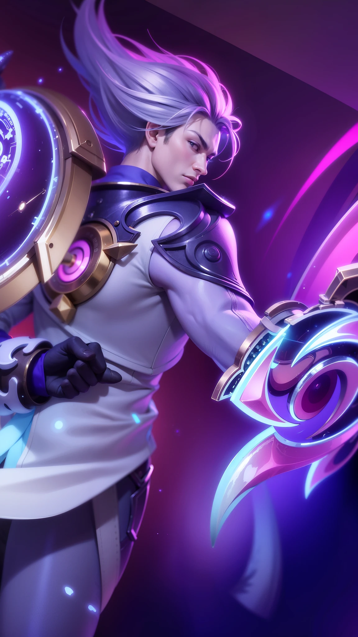 (Intricate Details, Masterpiece, Best Quality, High Resolution, 8k), (1boy), finely detailed eyes and face, toned body, masculine appeal, commanding presence, hot stud, bulging biceps and triceps, well-developed quadriceps and hamstrings, light skin, burgundy straight layered bangs hair, aquamarine eyes,  ornate details,  portrait, solo, half shot, looking down, detailed background, detailed face, (cogpunkai, cogpunk theme:1.1),  tech-mage,   [magic|technology], melding of spellcraft and advanced technology,  intricate [spellcasting clotheechanical gear], gear shaped glyphs,  ancient crystals,  [gears|ancient spell],  floating particles,  [innovative|enchanting] aura, high tech vehicle in background, finely detailed background, Depth of Field, VFX, young man and handsome.