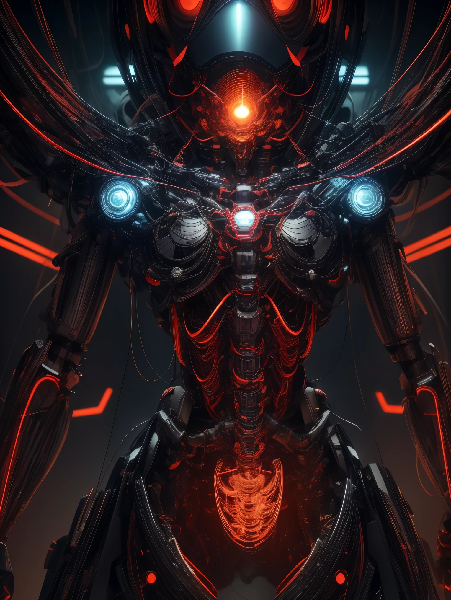 生物mechanical风格超detailed插图,Phantom magical creatures,(translucent skin:1.5),(translucent body:1.5)Ms. Schiff's Art,neon lights,light particles,color,cmykcolor,backlight,cyberpunk,close up,mechanical,(whole body:1.9),dark background,Viewed from top to bottom。有机和mechanical元素的融合,Futurism,cybernetics,detailed,complex,Selective focusing,Miniature effects,Blurred background,高度detailed,Full of energy,View control,(丰富的color:1.6),Crab