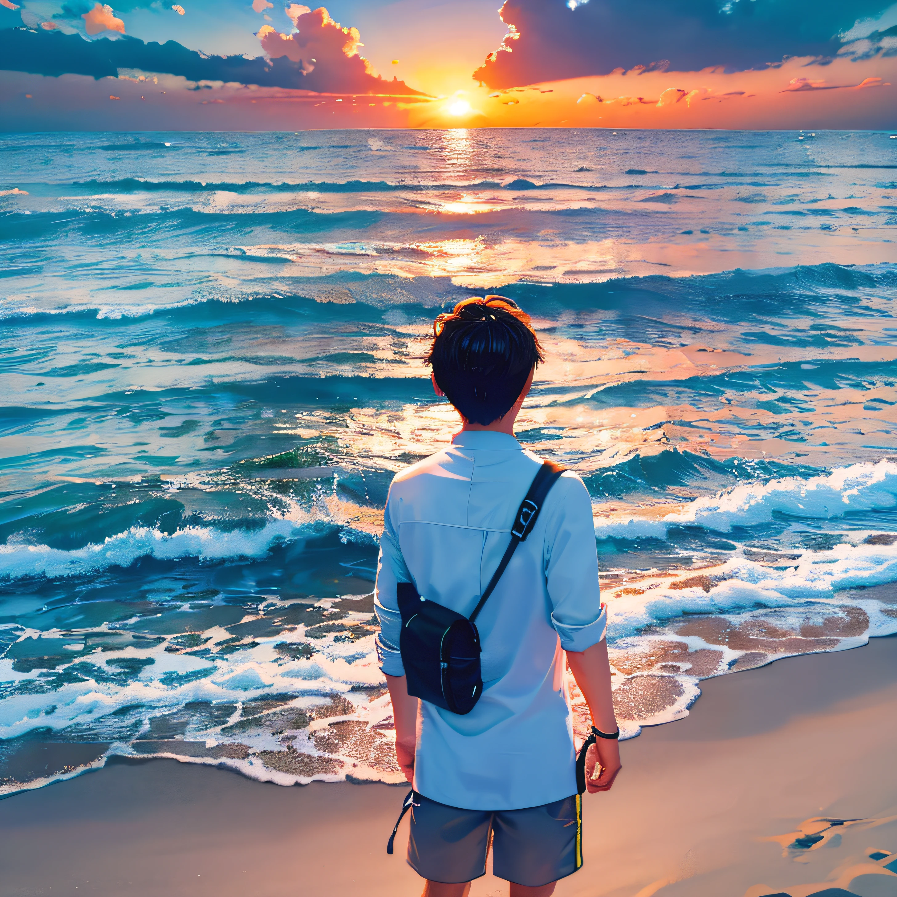 1 Man, Male Focus, Solo, Solo, Alone, Seaside, Sunset, Sunset