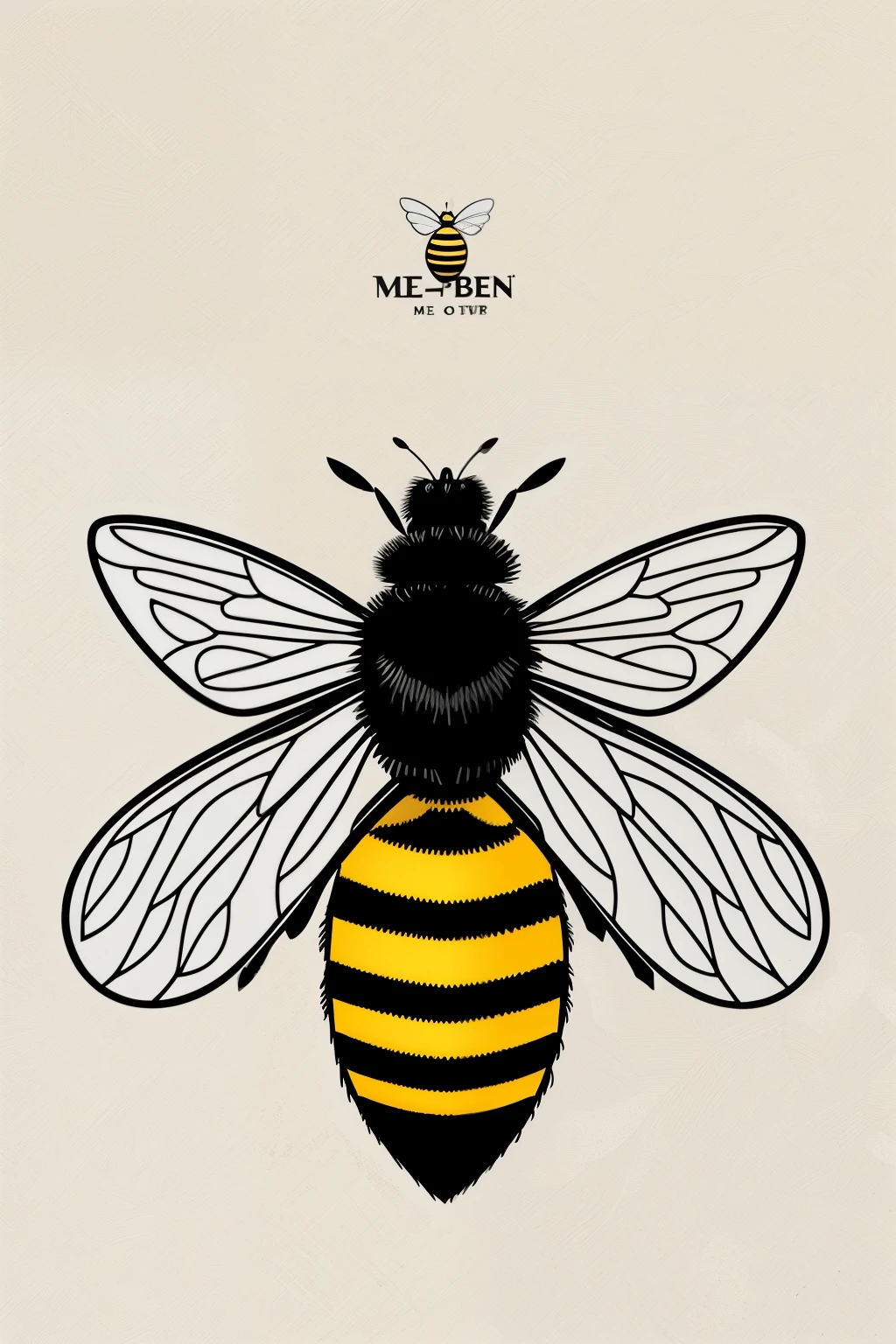 Picture a vintage logo featuring a bee, meticulously vectorized to ensure crisp and clean lines. The minimalist design showcases the bee in its purest form, with intricate details that highlight its unique anatomy and charm. The bee's wings are delicately crafted, each individual vein clearly visible, while its segmented body and distinct markings are accentuated. The logo's background is simple, allowing the bee to take center stage and captivate the viewer's attention. The overall aesthetic exudes a sense of timeless elegance and sophistication.