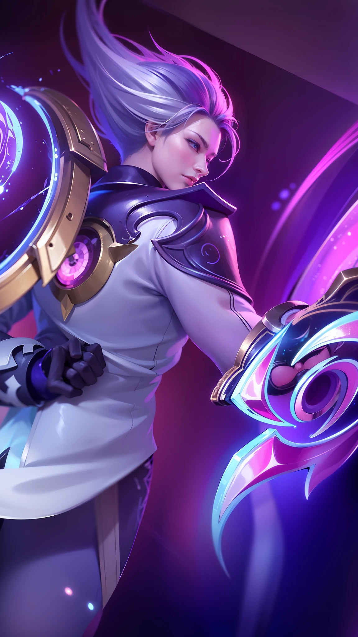 a close up of a person holding a sword in a dark room, heise jinyao, inspired by Huang Shen, mobile wallpaper, official splash art, kda, phone wallpaper, g liulian art style, phone background, leblanc, arcane art style, extremely detailed artgerm, wallpaper mobile, inspired by Yi Inmun, background image, orianna