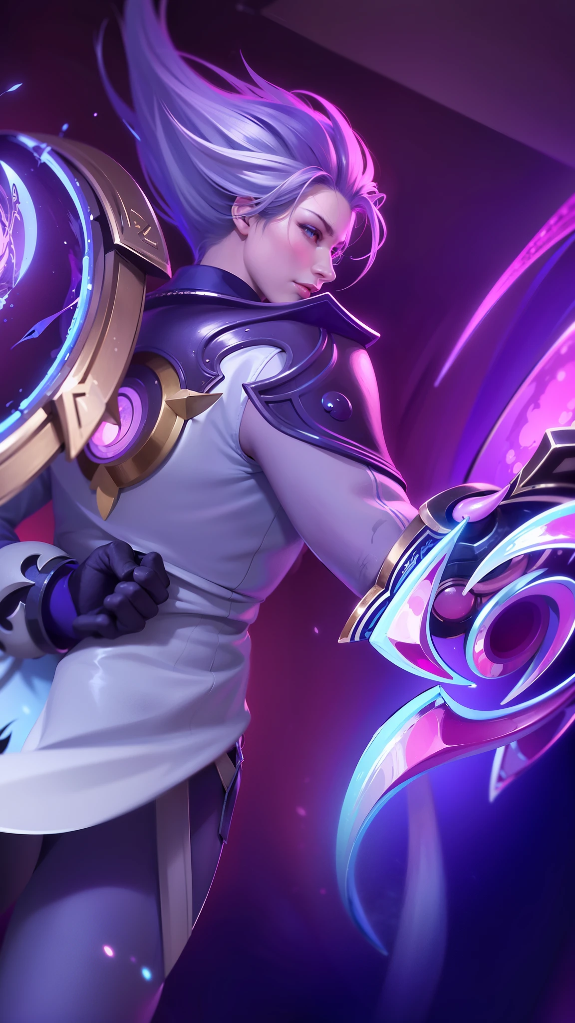 a close up of a person holding a sword in a dark room, heise jinyao, inspired by Huang Shen, mobile wallpaper, official splash art, kda, phone wallpaper, g liulian art style, phone background, leblanc, arcane art style, extremely detailed artgerm, wallpaper mobile, inspired by Yi Inmun, background image, orianna