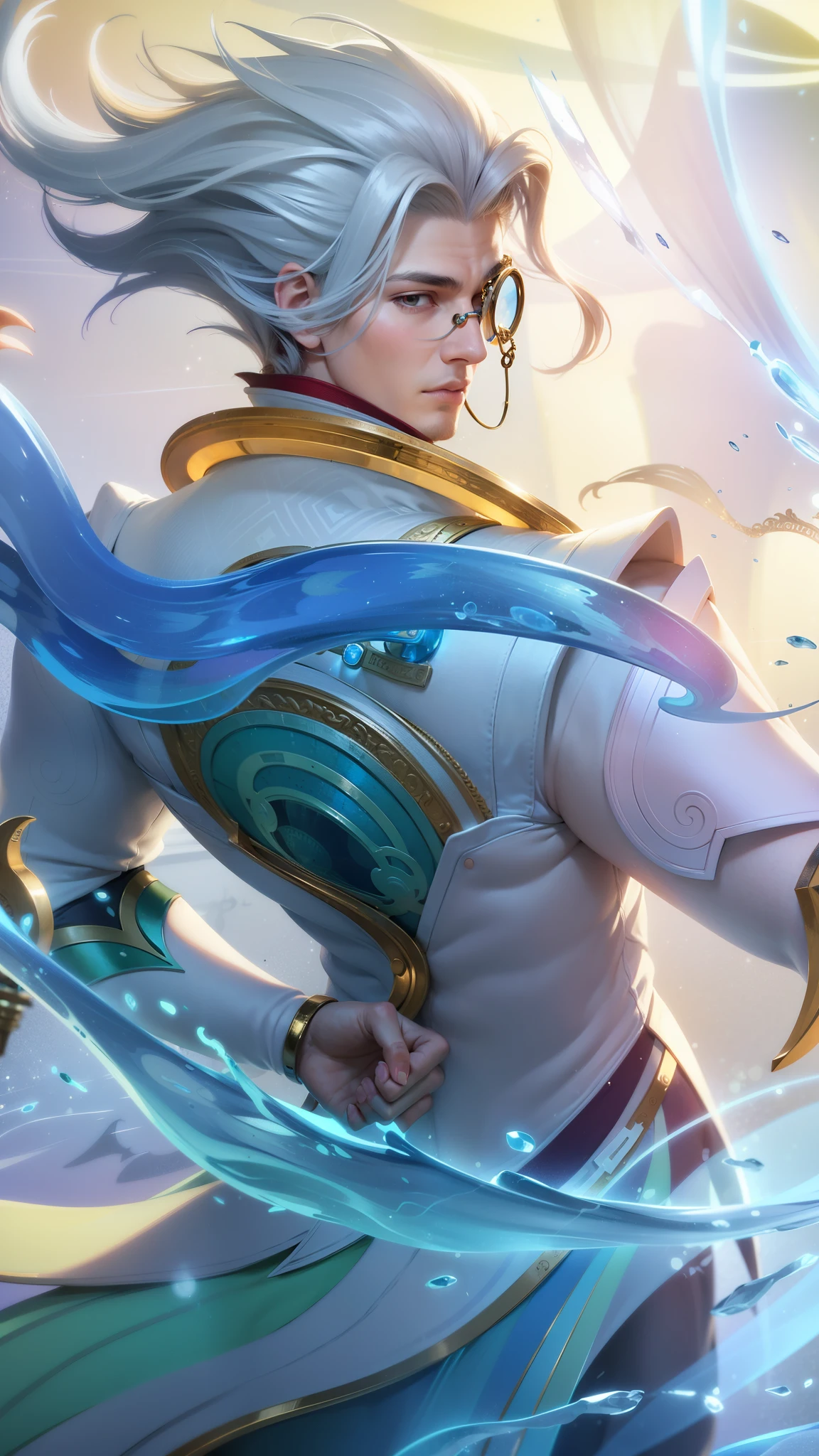 (Intricate Details, Masterpiece, Best Quality, High Resolution, 8k), (1man), (male:1.2), finely detailed eyes and face, toned body, masculine appeal, commanding presence, hot stud, bulging biceps and triceps, well-developed quadriceps and hamstrings, light skin, burgundy straight layered bangs hair, aquamarine eyes,  ornate details,  portrait, solo, half shot, looking down, detailed background, detailed face, (cogpunkai, cogpunk theme:1.1),  tech-mage,   [magic|technology], melding of spellcraft and advanced technology,  intricate [spellcasting clotheechanical gear], gear shaped glyphs,  ancient crystals,  [gears|ancient spell],  floating particles,  [innovative|enchanting] aura, high tech vehicle in background,   , finely detailed background, Depth of Field, VFX, young man and handsome, wearing glasses