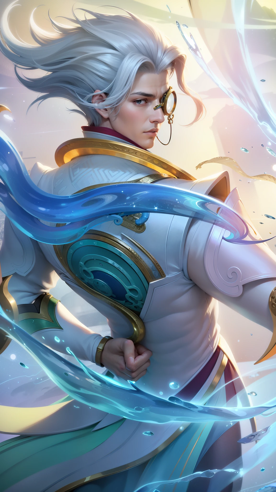 (Intricate Details, Masterpiece, Best Quality, High Resolution, 8k), (1man), (male:1.2), finely detailed eyes and face, toned body, masculine appeal, commanding presence, hot stud, bulging biceps and triceps, well-developed quadriceps and hamstrings, light skin, burgundy straight layered bangs hair, aquamarine eyes,  ornate details,  portrait, solo, half shot, looking down, detailed background, detailed face, (cogpunkai, cogpunk theme:1.1),  tech-mage,   [magic|technology], melding of spellcraft and advanced technology,  intricate [spellcasting clotheechanical gear], gear shaped glyphs,  ancient crystals,  [gears|ancient spell],  floating particles,  [innovative|enchanting] aura, high tech vehicle in background,   , finely detailed background, Depth of Field, VFX, young man and handsome, wearing glasses