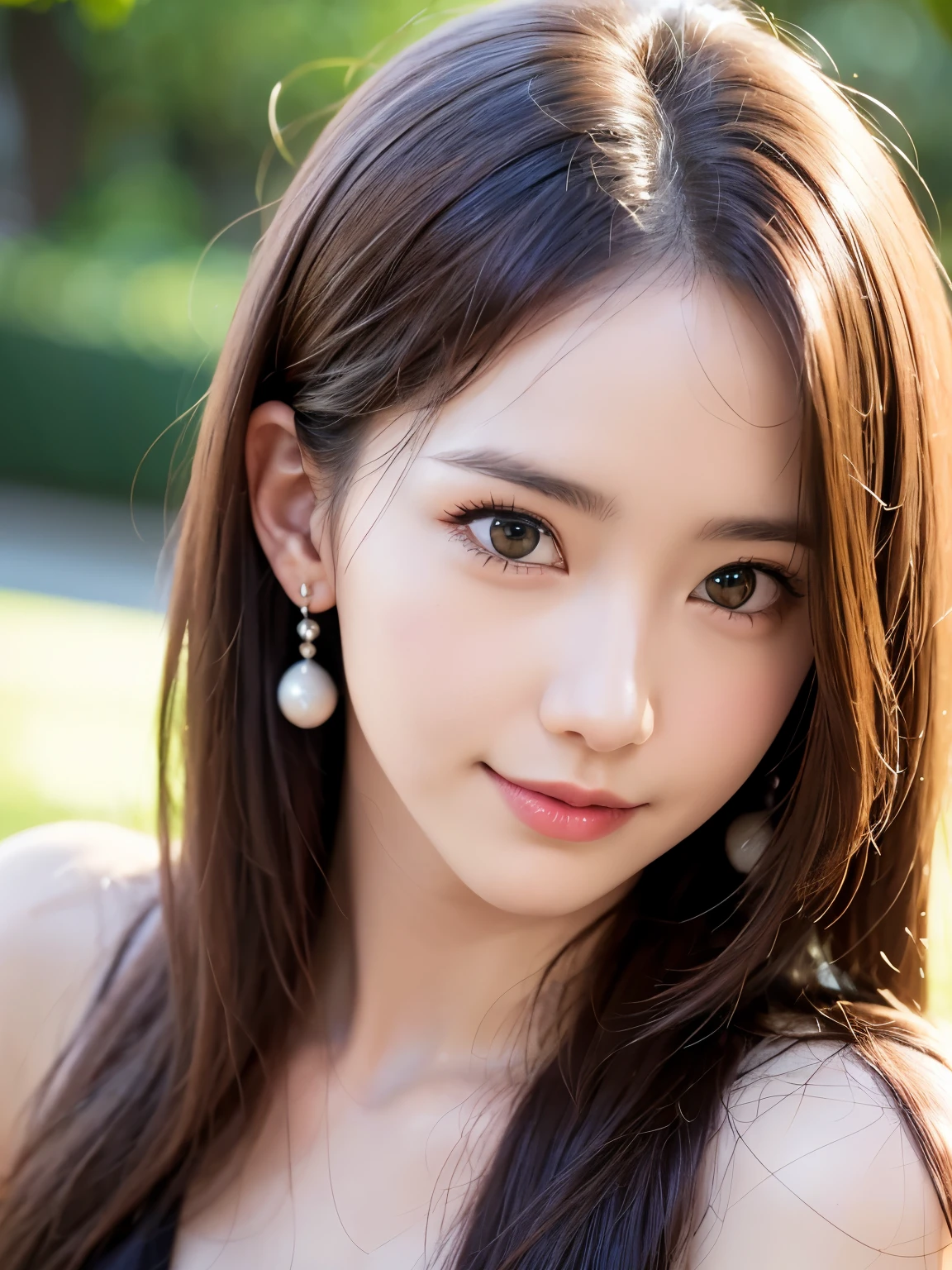 (8KHigh resolution), (highest quality), (RAW image quality),(table top:1.2), (realistic), (realistic:1.37),goose egg face,White-eye,long eyelashes,double eyelid,（Live-action realistic style）,ultimate face,realistic light and shadow,clear facial features,milky white skin,Fair skin, high detail skin,realistic skin details,visible pores,（Super detailed),（long brown hair）, Take the best portraits,,Super detailedな, 1-Girl, cute,beautiful and detailed eyes, beautifully detailed nose, highly detailed skin,whole body ,(eye contact),(medium breasts)、(double eyelidの美しい顔),((whole body画像)), (realism: 1.4),High resolution, excellent details, ultra High resolution, (Please show your best smile to the audience),,delicate and beautiful face,,20-year-old,(beautiful face 1.4),thin、(whole bodyショットです.)