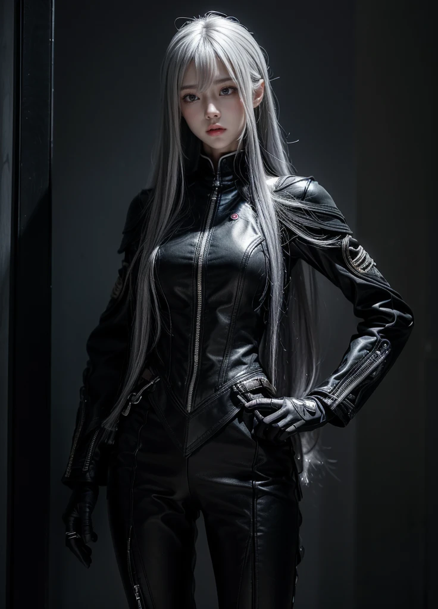 {{Grell}},shiny hair,4 fingers,sharp gaze,{{{{{White eyes}}}}},{{{{{White eyes}}}}},{long hair},{{straight hair}},black gloves,black clothes,black military suit,{military},{{{{{dull bangs}}}}},Hard hair,(slanted eyes},{{whole body},{{{1 girl}}}, {{{{silver hair}}}},{{{Tsurime}}},36 years old,white people,silver eyes,thin,{{{masterpiece}}}, {{{highest quality}}}, {{Super detailed}}, {shape}, {{very delicate and beautiful}},very detailed,Detailed completeness,detailed hyper,military服,{{bangs}},{{Fishing eyes}},black cloak,waist length hair