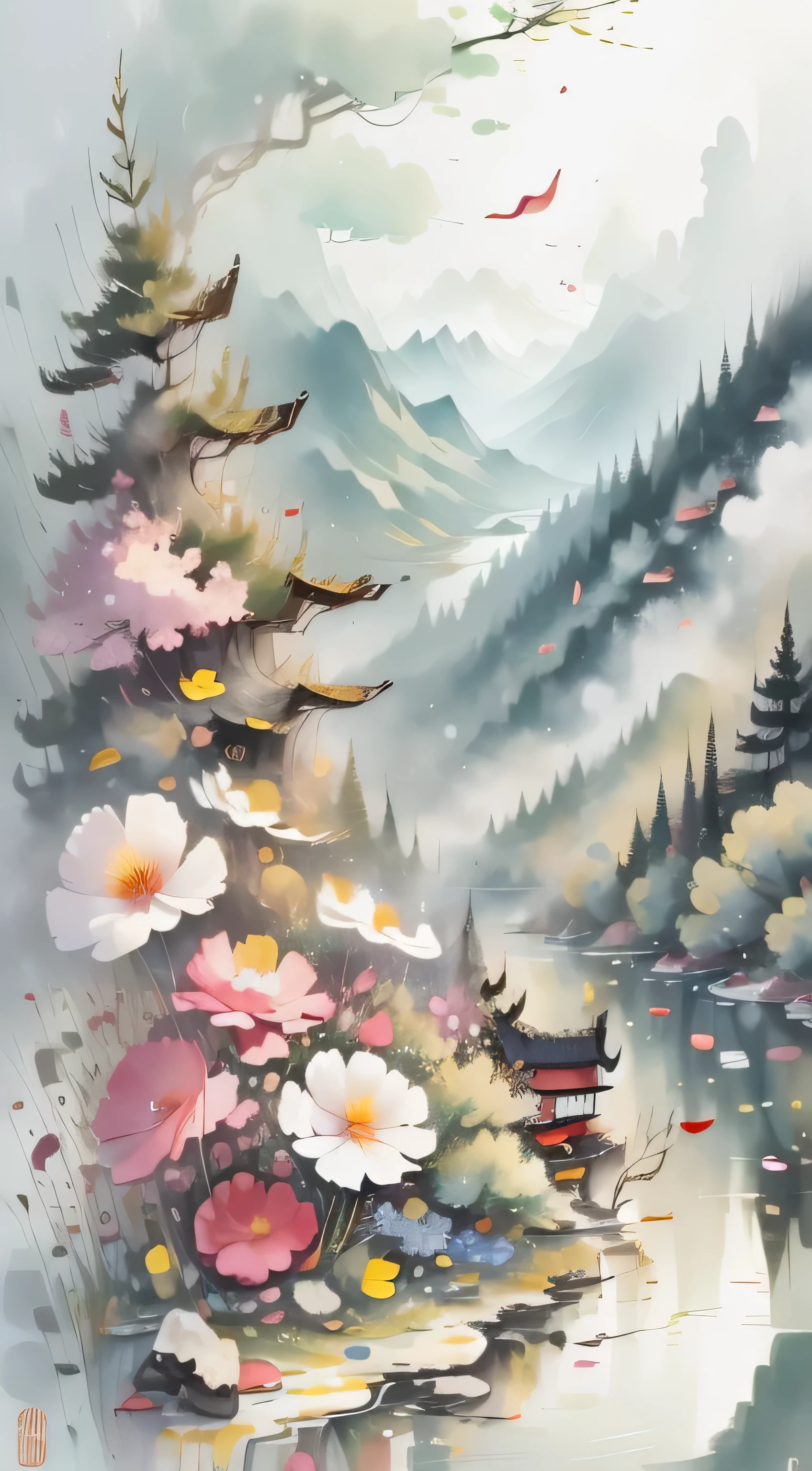 Wu Guanzhong was a renowned Chinese painter known for his landscapes and abstract art. Here is a detailed prompt for generating a high-quality image in the style of Wu Guanzhong: Une magnifique peinture de paysage aux couleurs vives et aux coups de pinceau complexes. The main subject of the painting is a serene mountain landscape with a flowing river.. Les montagnes sont majestueuses et imposantes, recouvert d'lush greenery and dotted with blooming flowers. The river winds through the painting, Reflétant the paysage environnant. L'water is crystal clear and sparkles in the sunlight. The painting is a medium format and is created using a mixture of traditional oil painting techniques.'encre chinoise et de techniques occidentales de peinture à l'huile.. Les coups de pinceau sont expressifs et capturent l'essence du paysage. Les couleurs utilisées sont audacieuses et vives, presenting a harmonious combination of warm and cool tones. Le point central du tableau est le contraste entre la nature vibrante et l'atmosphère apaisante.. Les détails supplémentaires incluent des oiseaux planant dans le ciel, add a sense of movement and to the painting. Il y a aussi des petits bateaux qui flottent sur la rivière, faisant allusion à la présence humaine et soulignant le calme de l'environnement. Les montagnes lointaines se fondent dans une brume brumeuse, créant une impression de profondeur et apportant une touche de mystère au tableau. La qualité d’image est de la meilleure qualité, with meticulously rendered ultra-detailed elements. The painting features a photorealistic style, capture the smallest details of each leaf, flower petal, et coup de pinceau. L'lighting of the painting is soft and natural, highlighting the beauty of the landscape and creating a serene atmosphere. Dans l'ensemble, l'invite est axée sur la capture de l'essence de l'art de Wu Guanzhong, avec un paysage vibrant, travail au pinceau expressif, et une palette de couleurs harmonieuse. L'generated image should evoke a feeling of tranquility and'appreciation of nature.