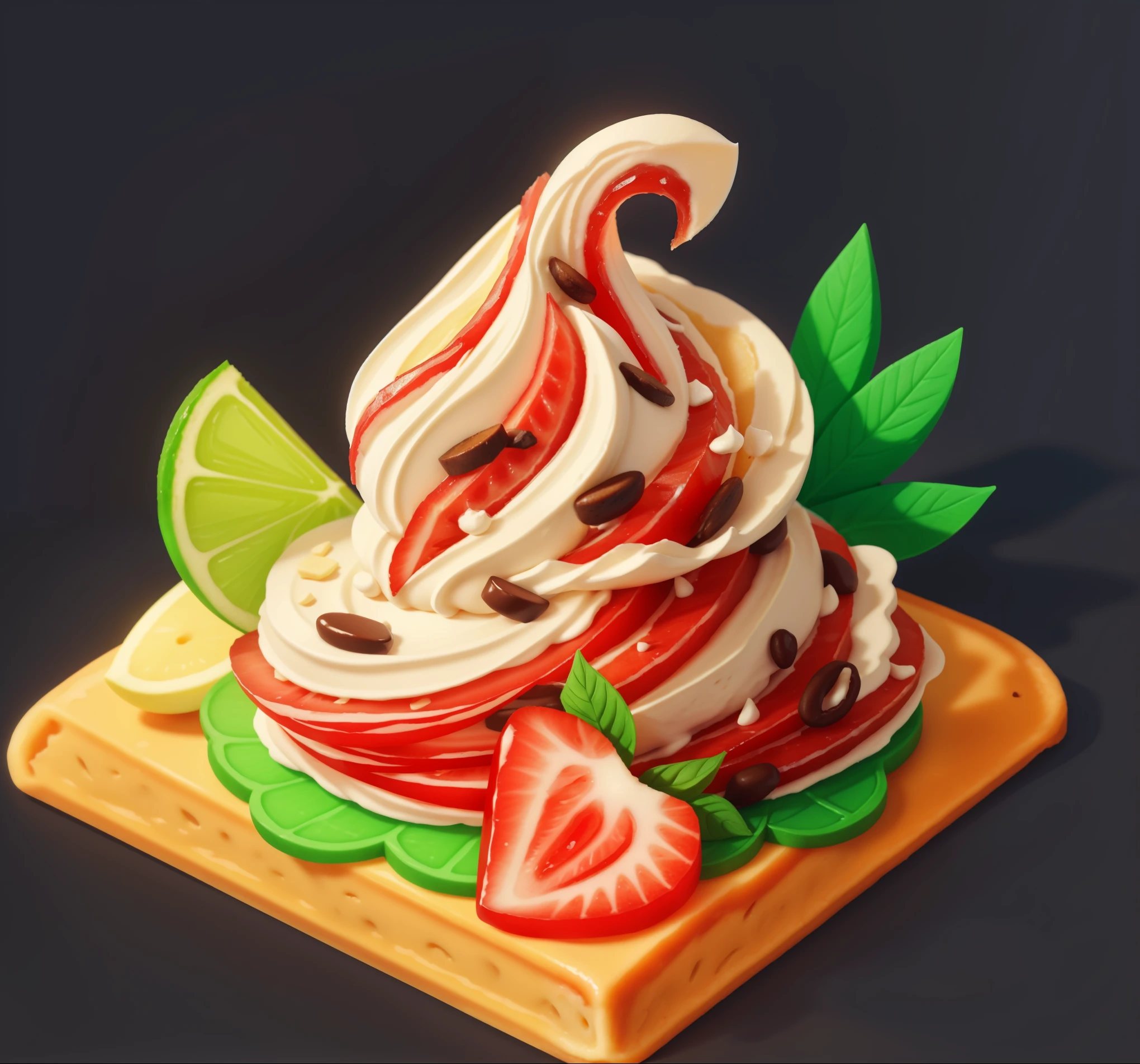 High detail CG、Super delicate、best shade：1.1），Red and white ice cream，pastry，flan，3D icons for mobile games，Game icon assets，smooth shadows，Game icon stylization，soft shadow，jelly，soft image shadow，meaty，Donut，one onion ring，jelly状纹理，Anthropomorphic edible pie chart，Cake very flat shade，smooth shadows，soft shadow，simple shadow，ice cream cone，stylized shadow，smooth light shadows，flat shading，Game icon assets，Blue waffle cone